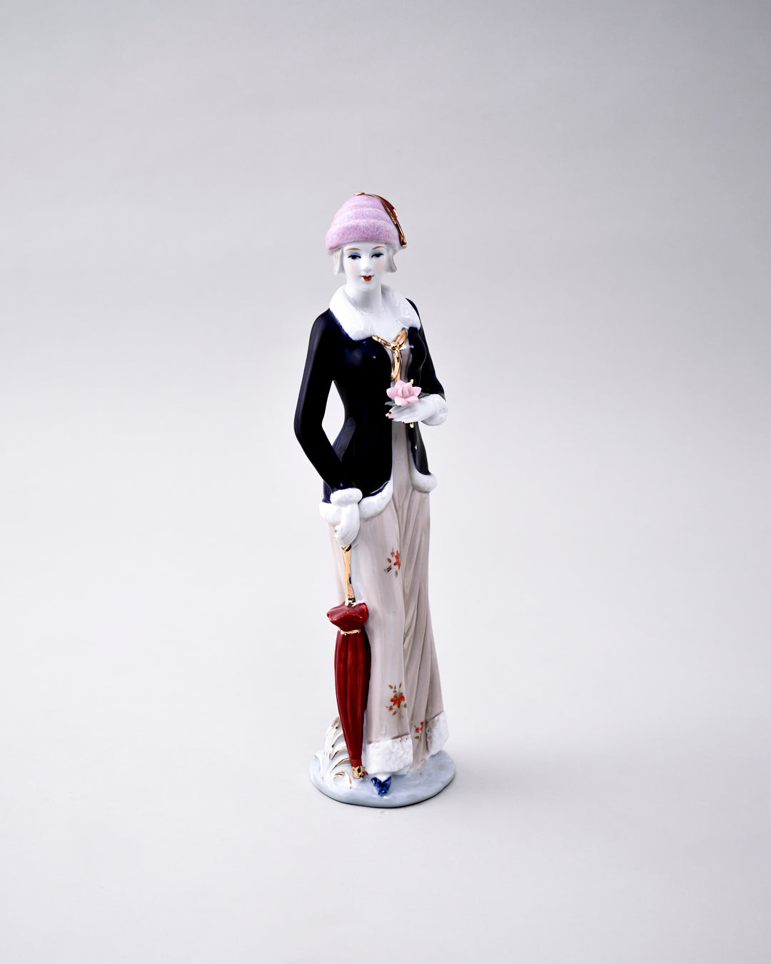 Victorian Lady With Umbrella - Fine Porcelain Figurine 