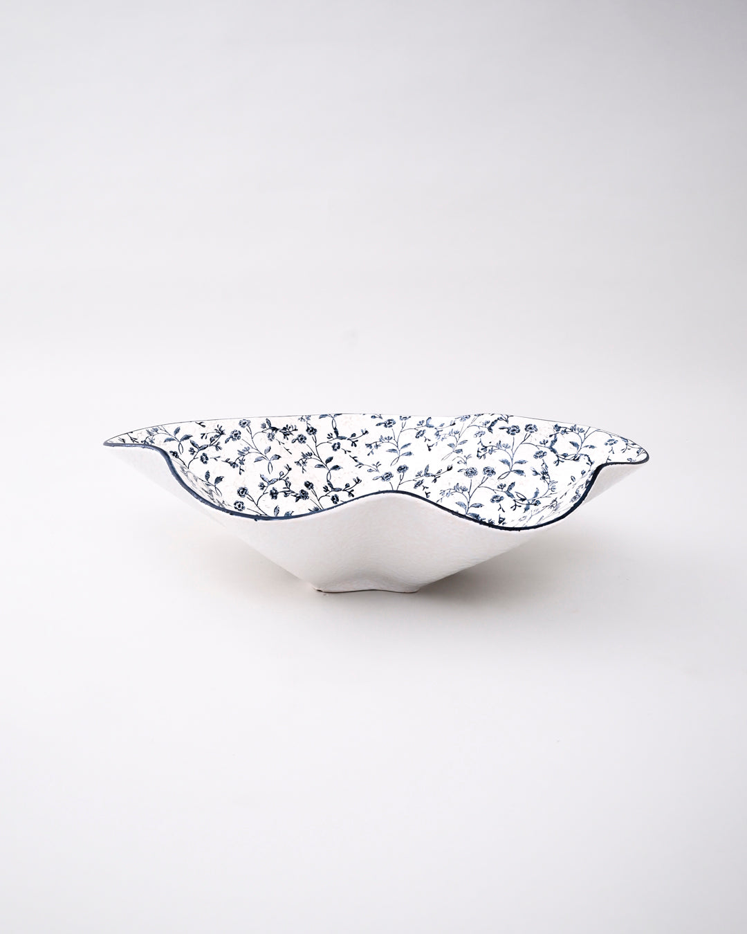 Blue Blossom Wavy Ceramic Bowl 