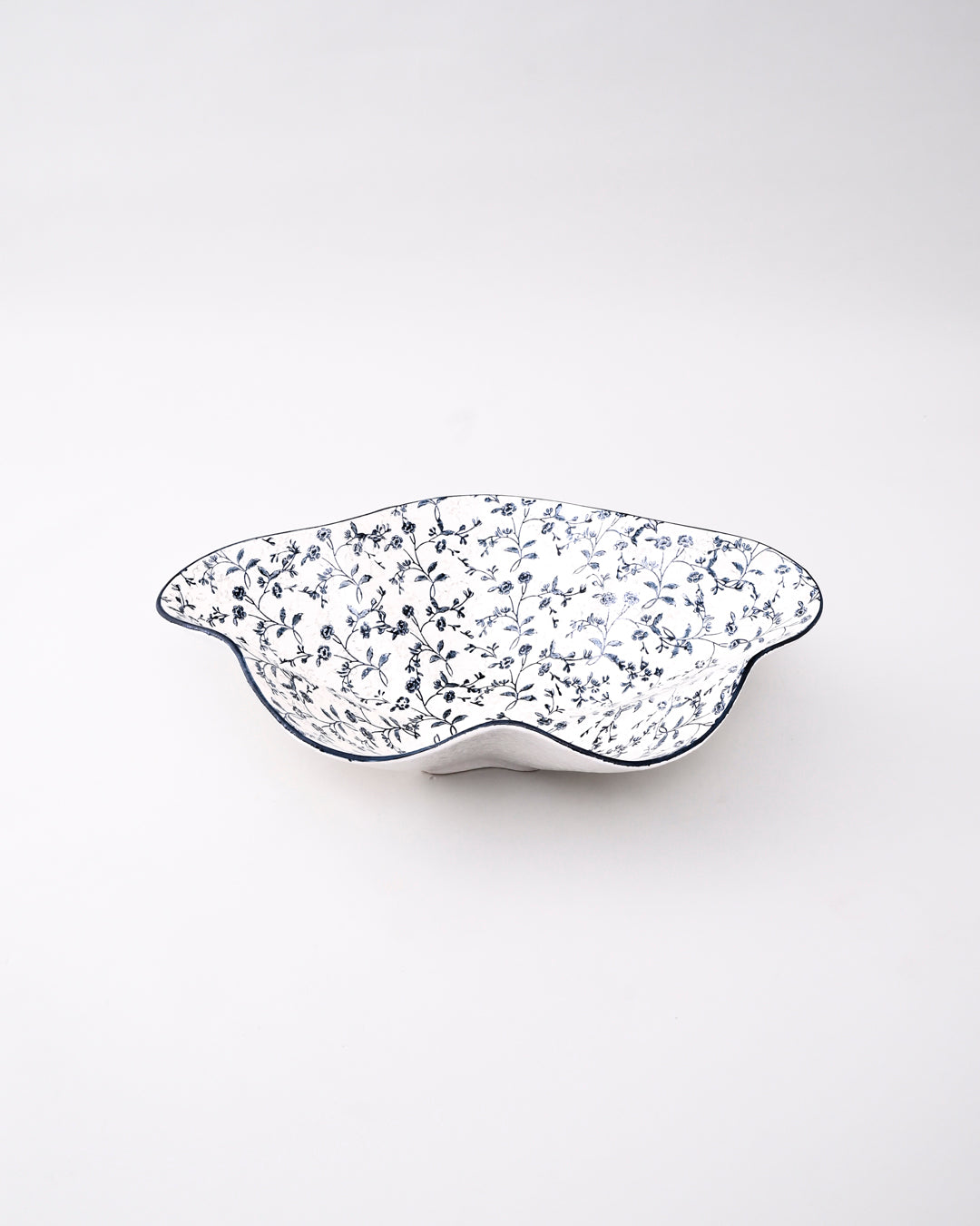 Blue Blossom Wavy Ceramic Bowl 