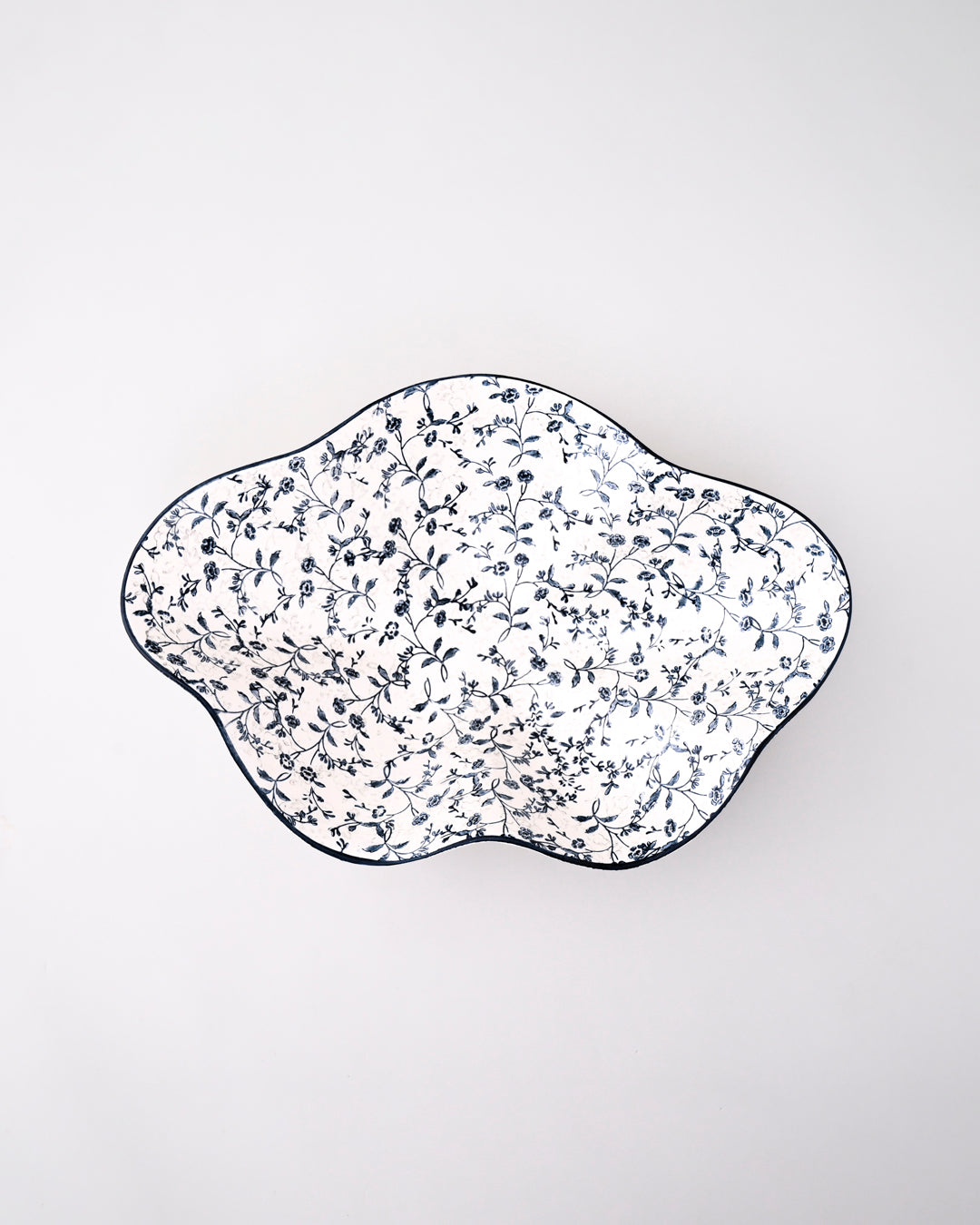 Blue Blossom Wavy Ceramic Bowl 