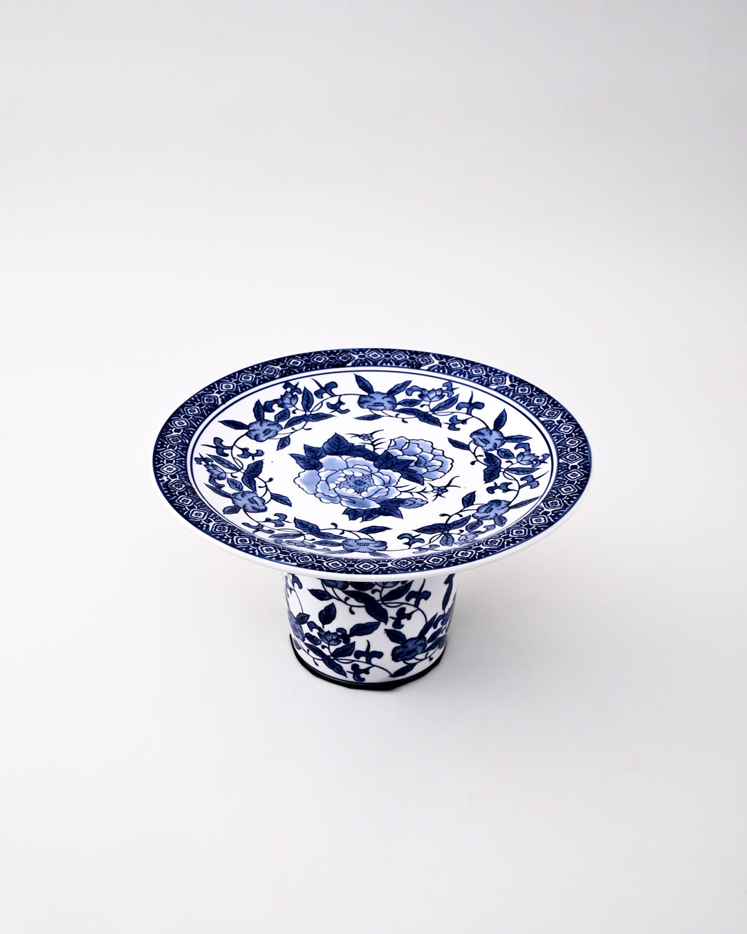 Royal Blue Floral Pedestal Bowl 