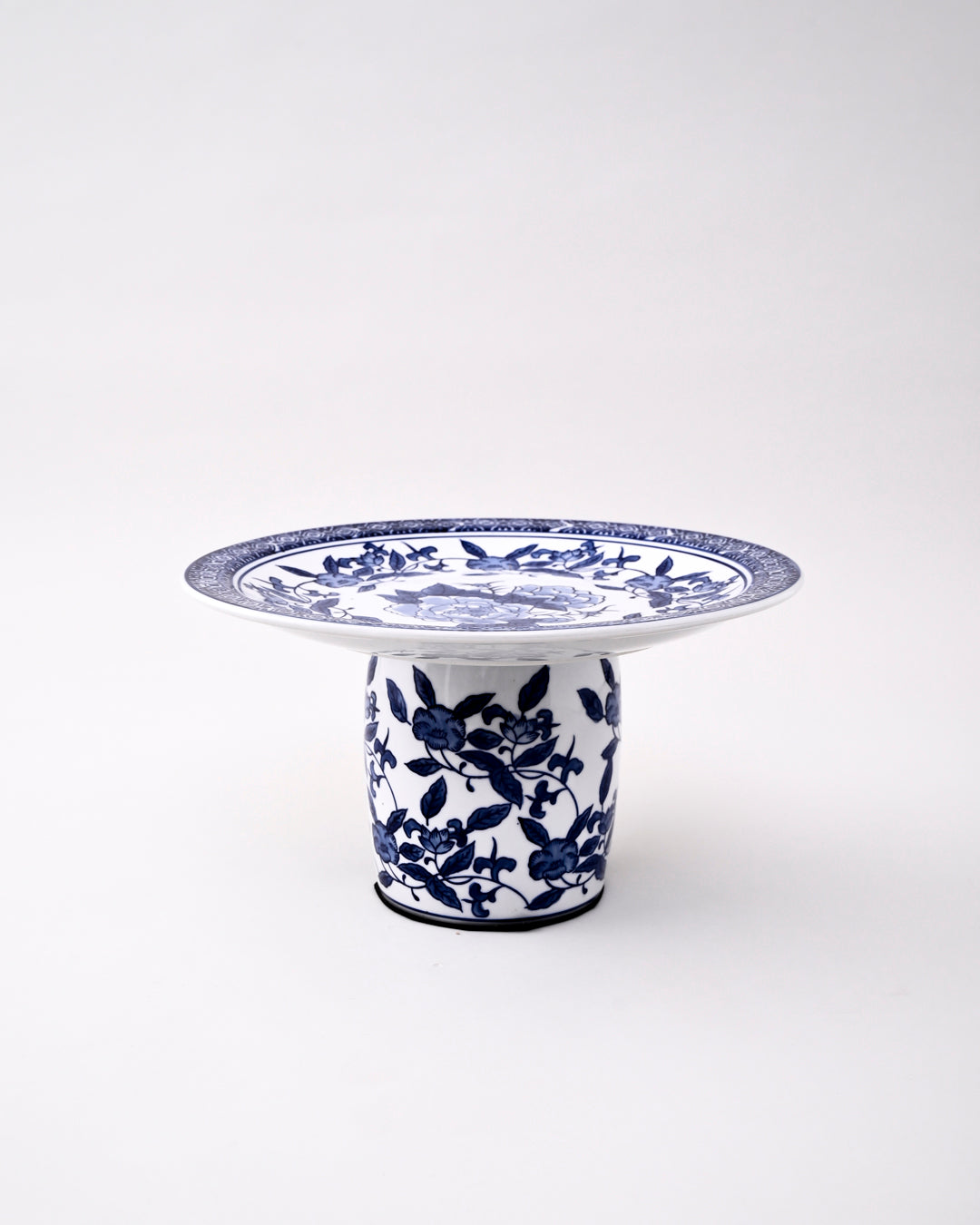 Royal Blue Floral Pedestal Bowl 