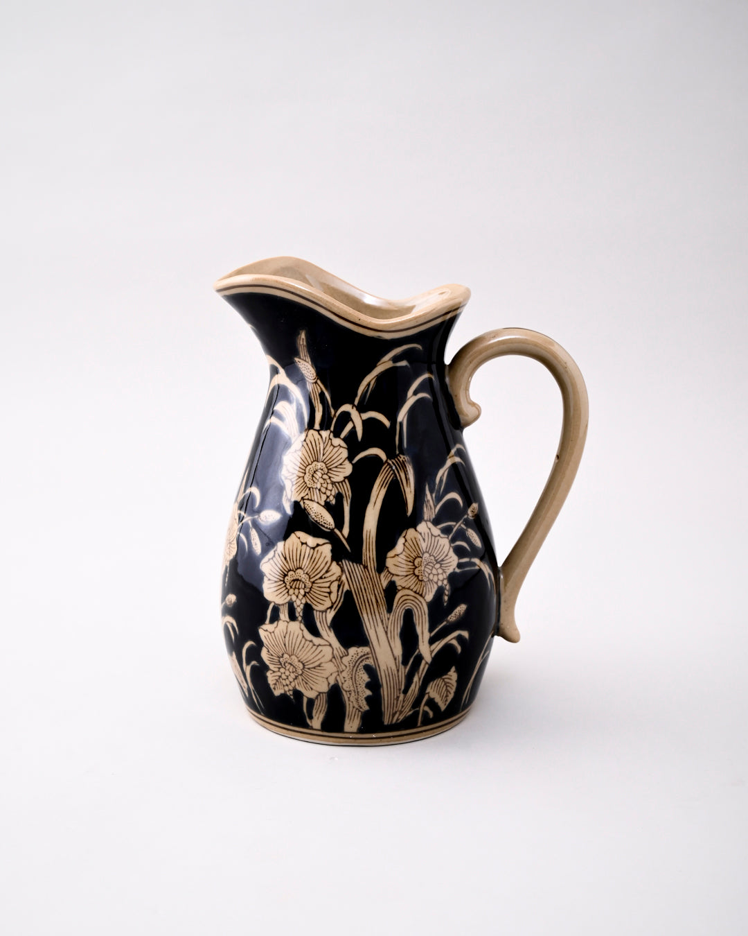 Midnight Blossom Pitcher Vase 