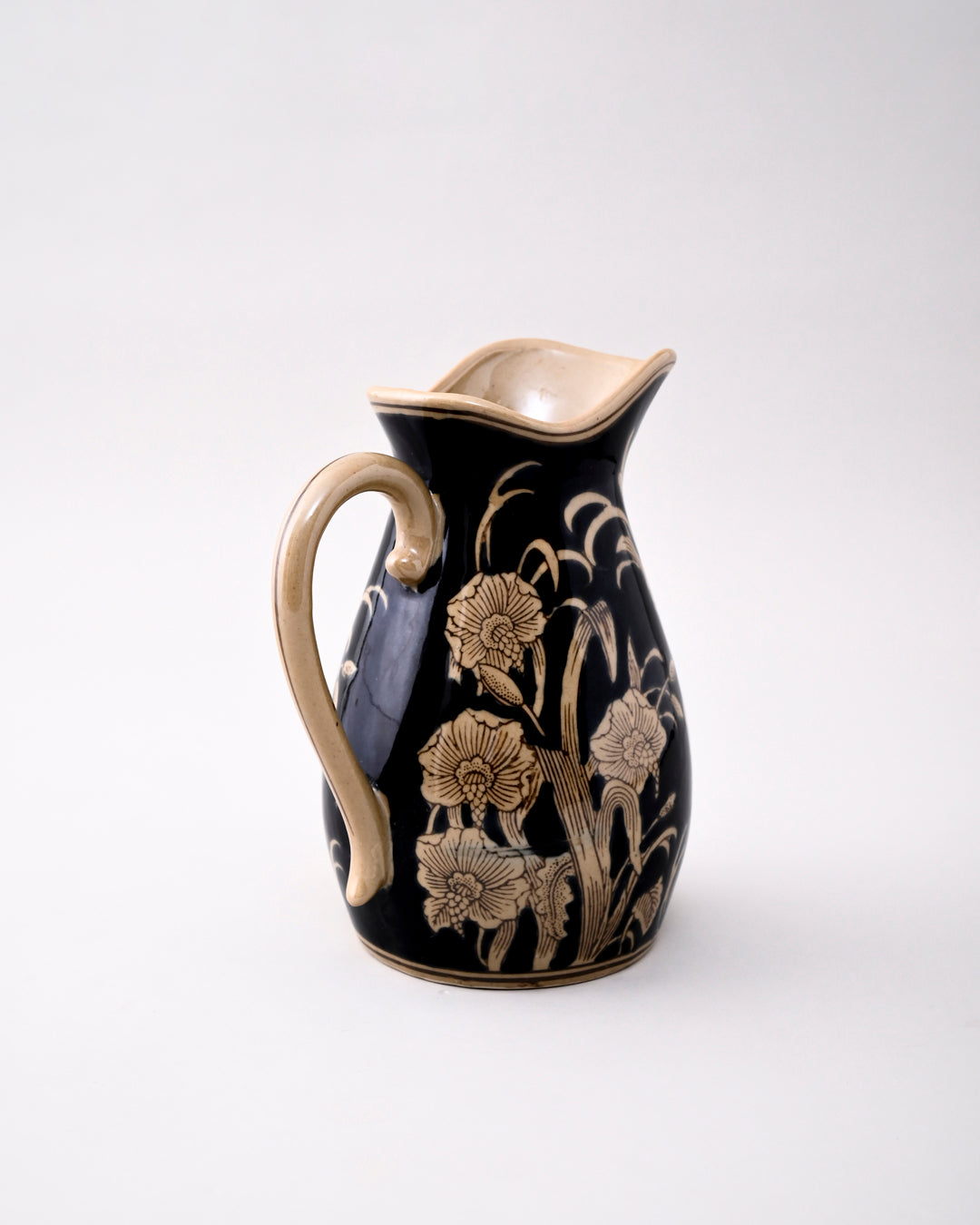 Midnight Blossom Pitcher Vase 