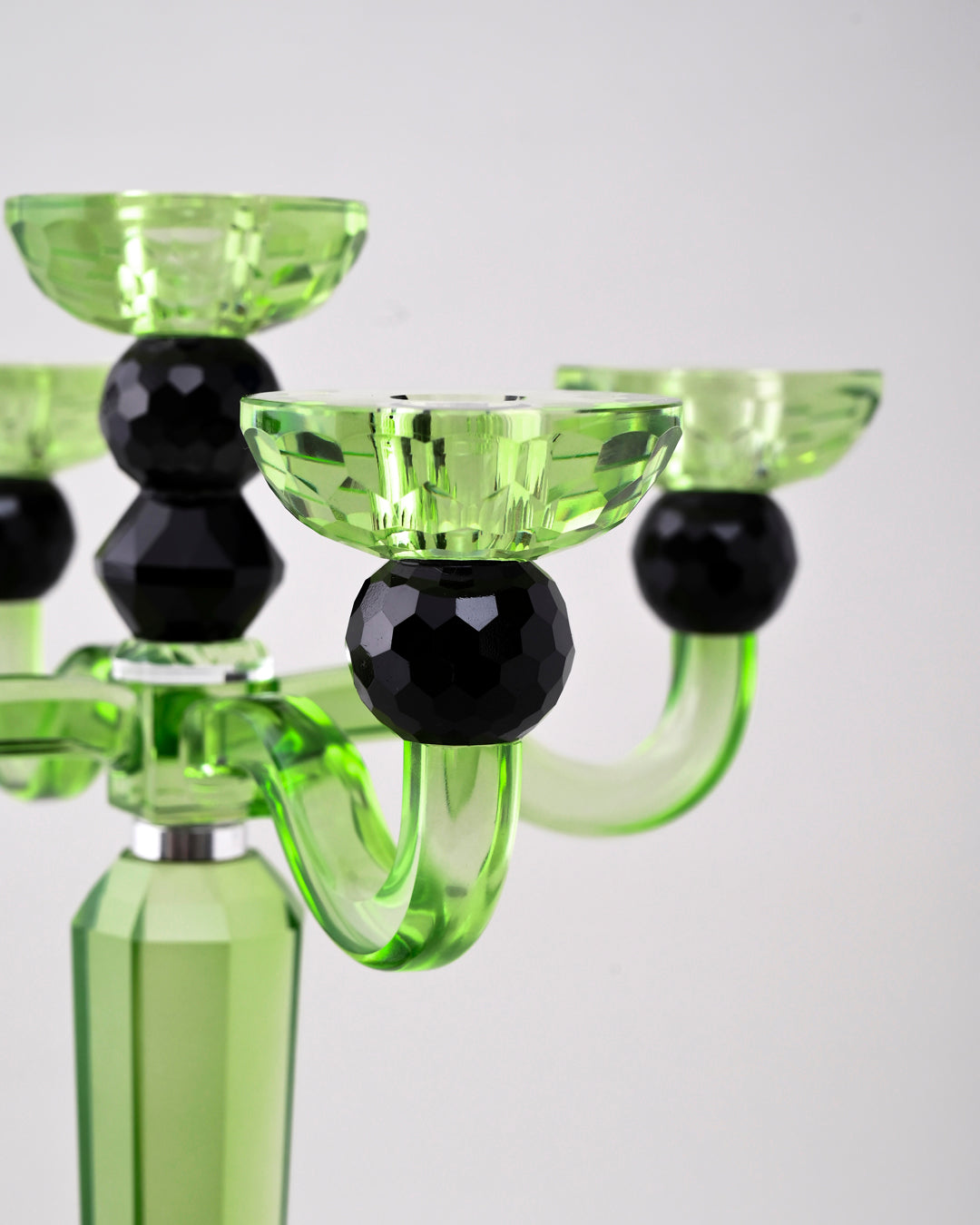 5-Arm Emerald Crystal Candle Stand 