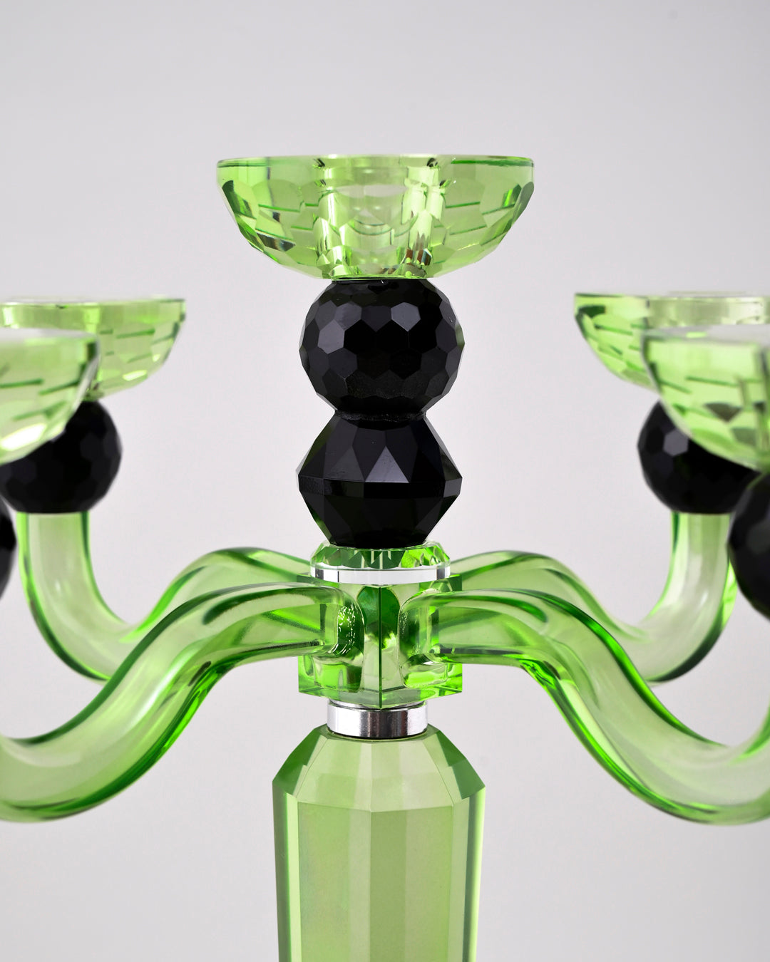 5-Arm Emerald Crystal Candle Stand 