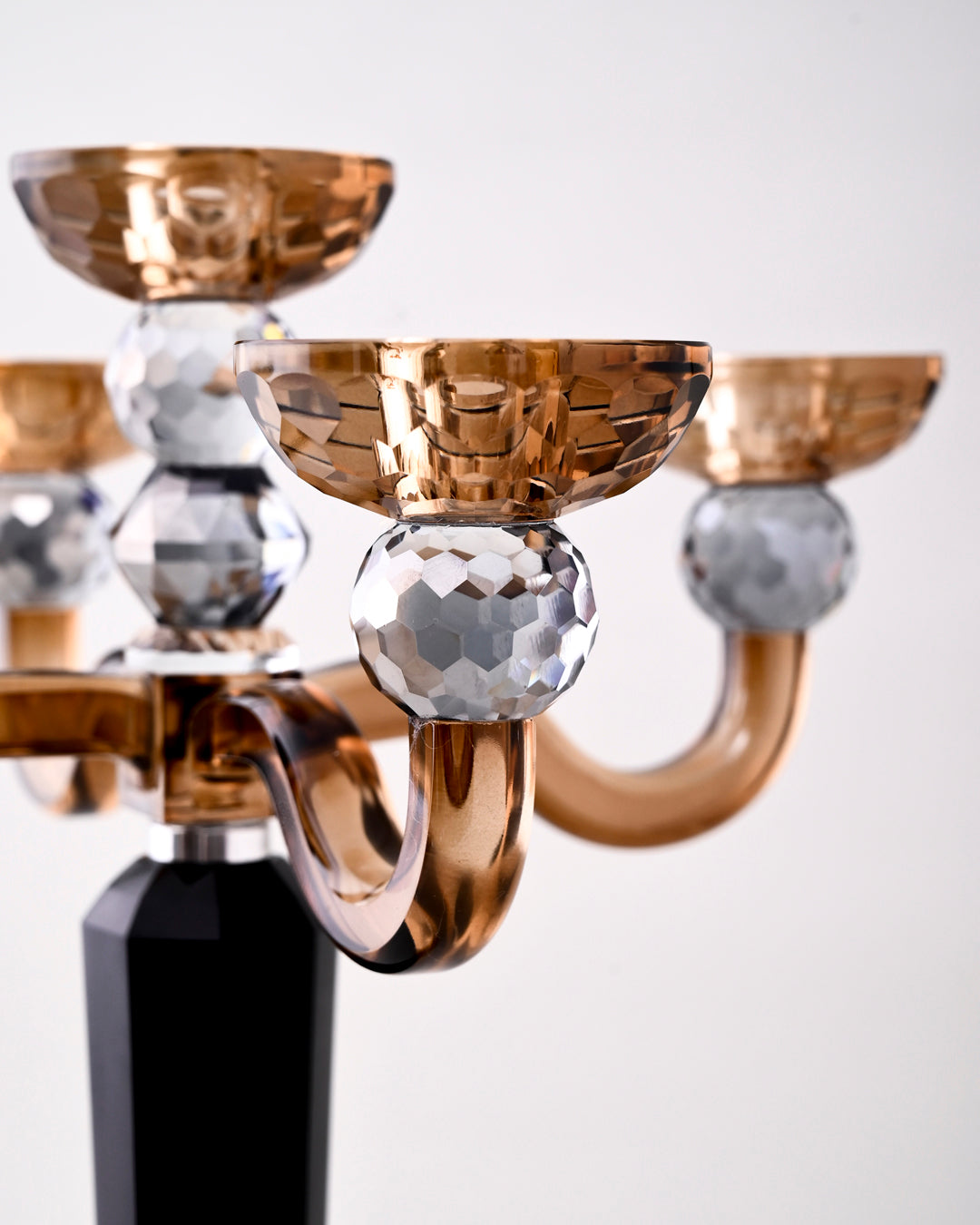 5-Arm Amber Luxe Crystal Candle Stand 