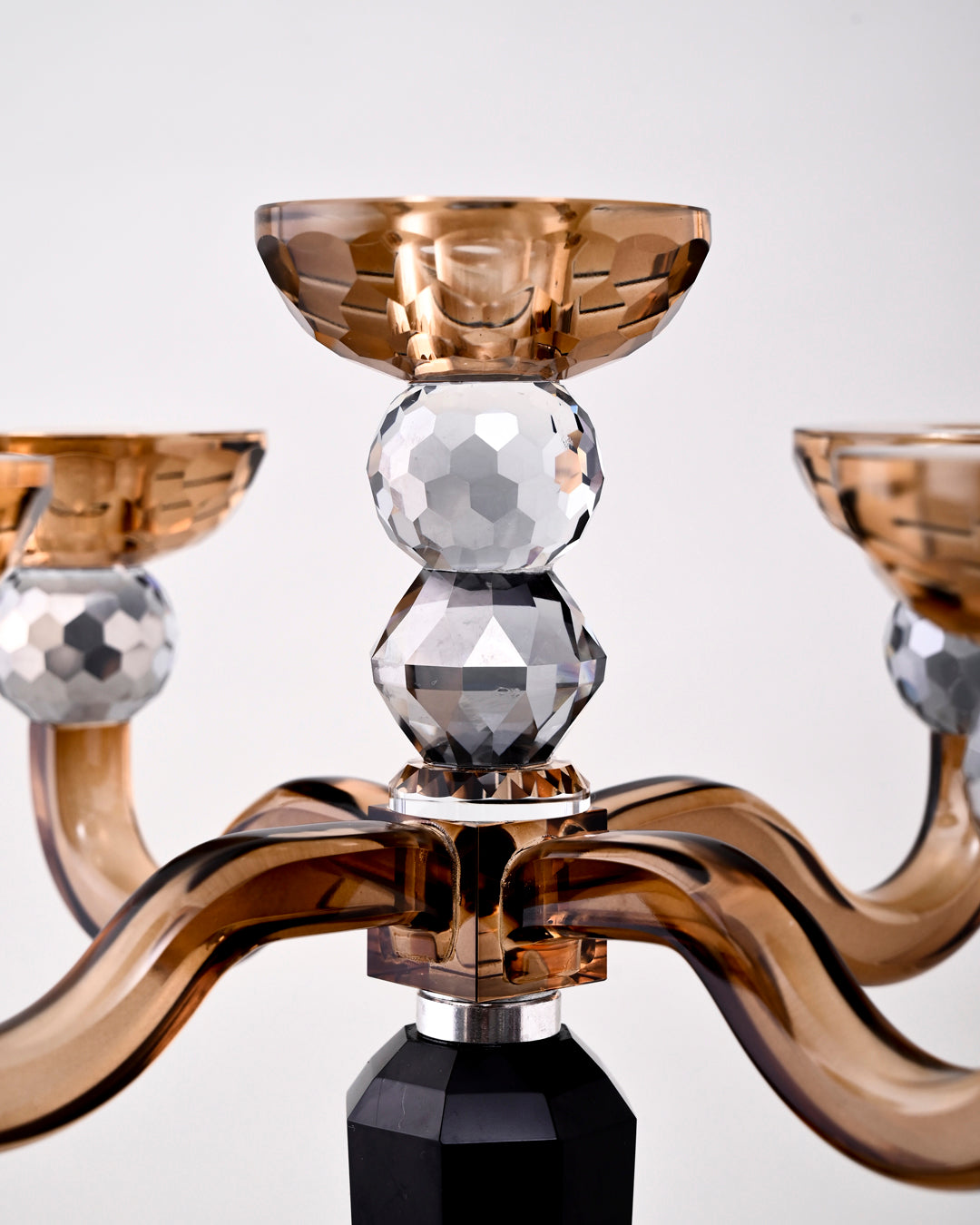 5-Arm Amber Luxe Crystal Candle Stand 