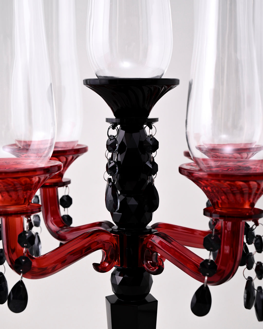 Crimson Noir 5-Arms Glass Candelabra 