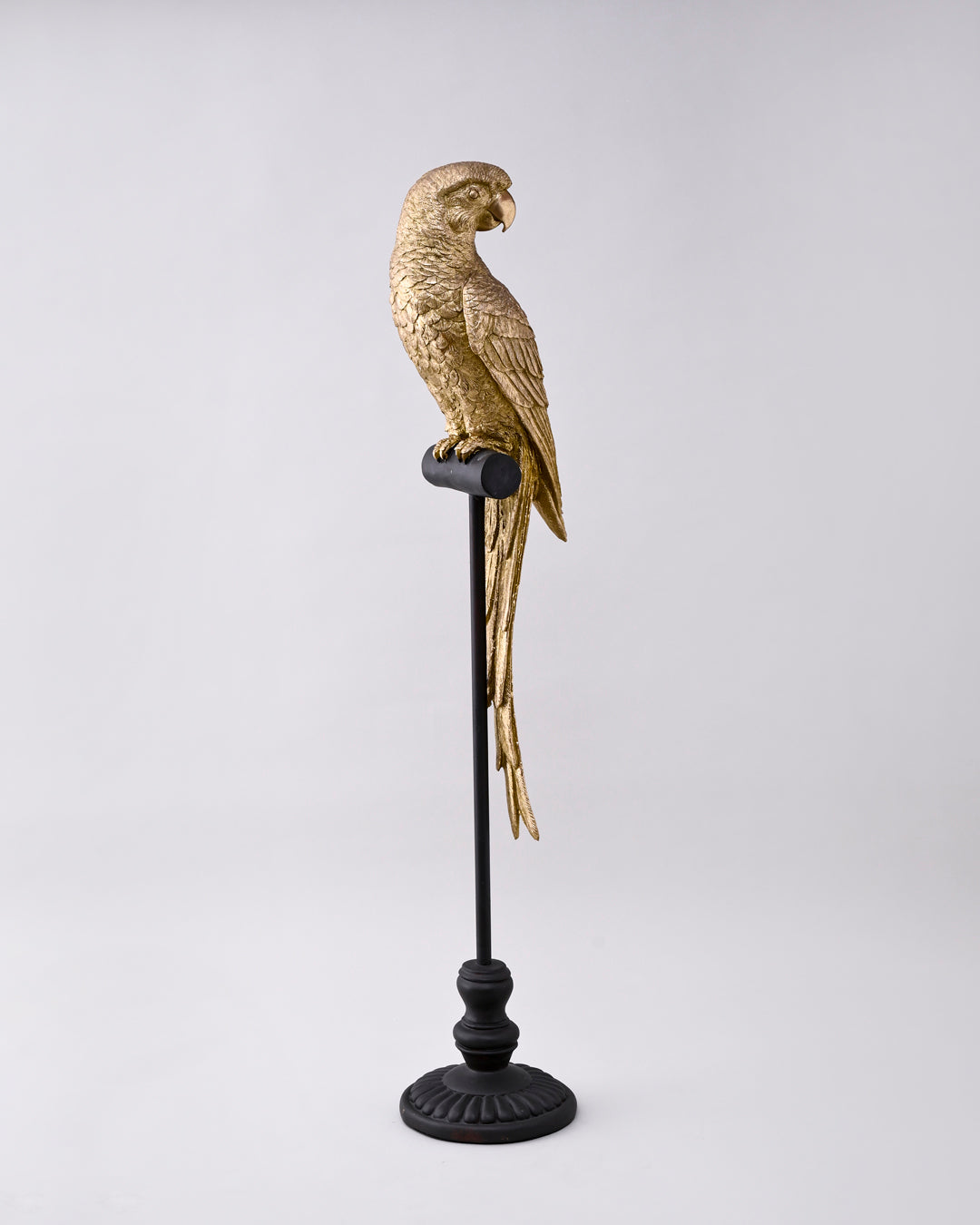 Decorative Golden Parrot Figurine on Stand 