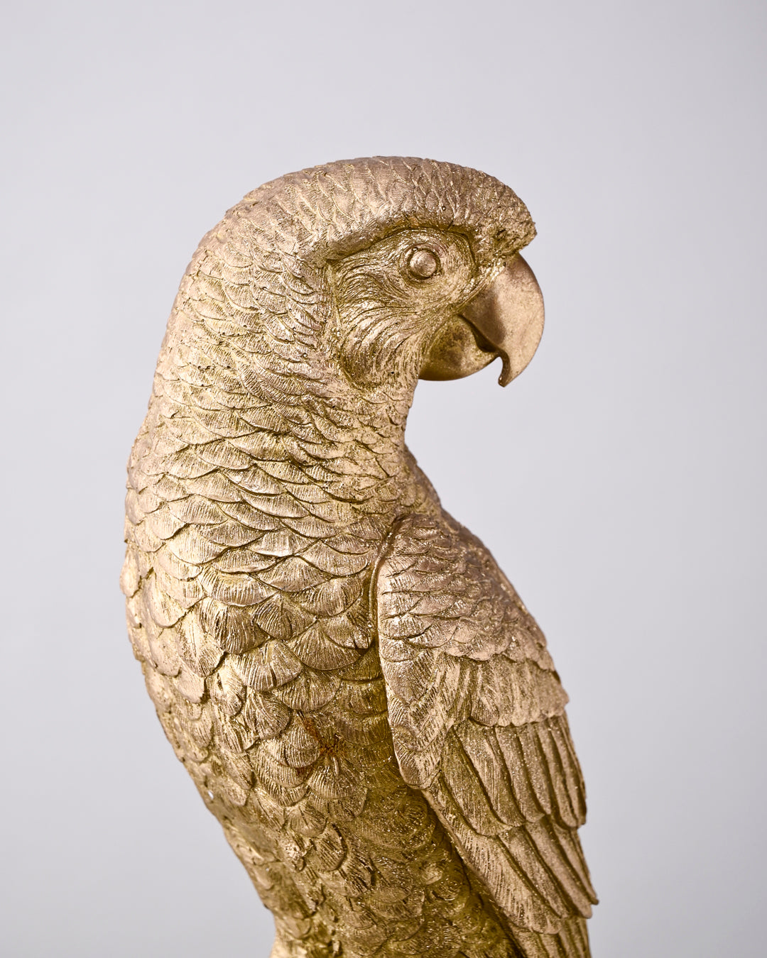 Decorative Golden Parrot Figurine on Stand 