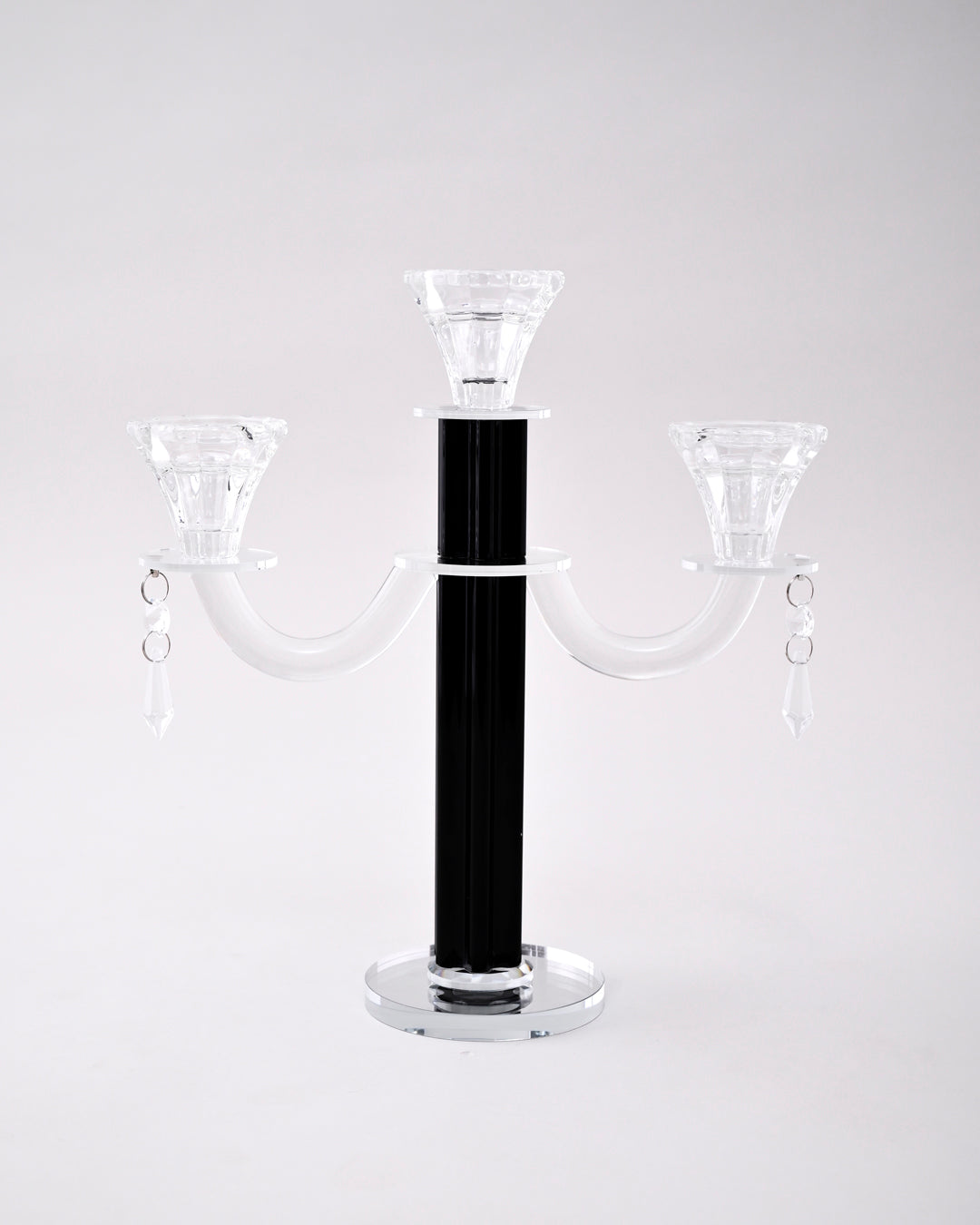 Black Radiant 3-Arms Crystal Candle Stand 