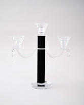Black Radiant 3-Arms Crystal Candle Stand 