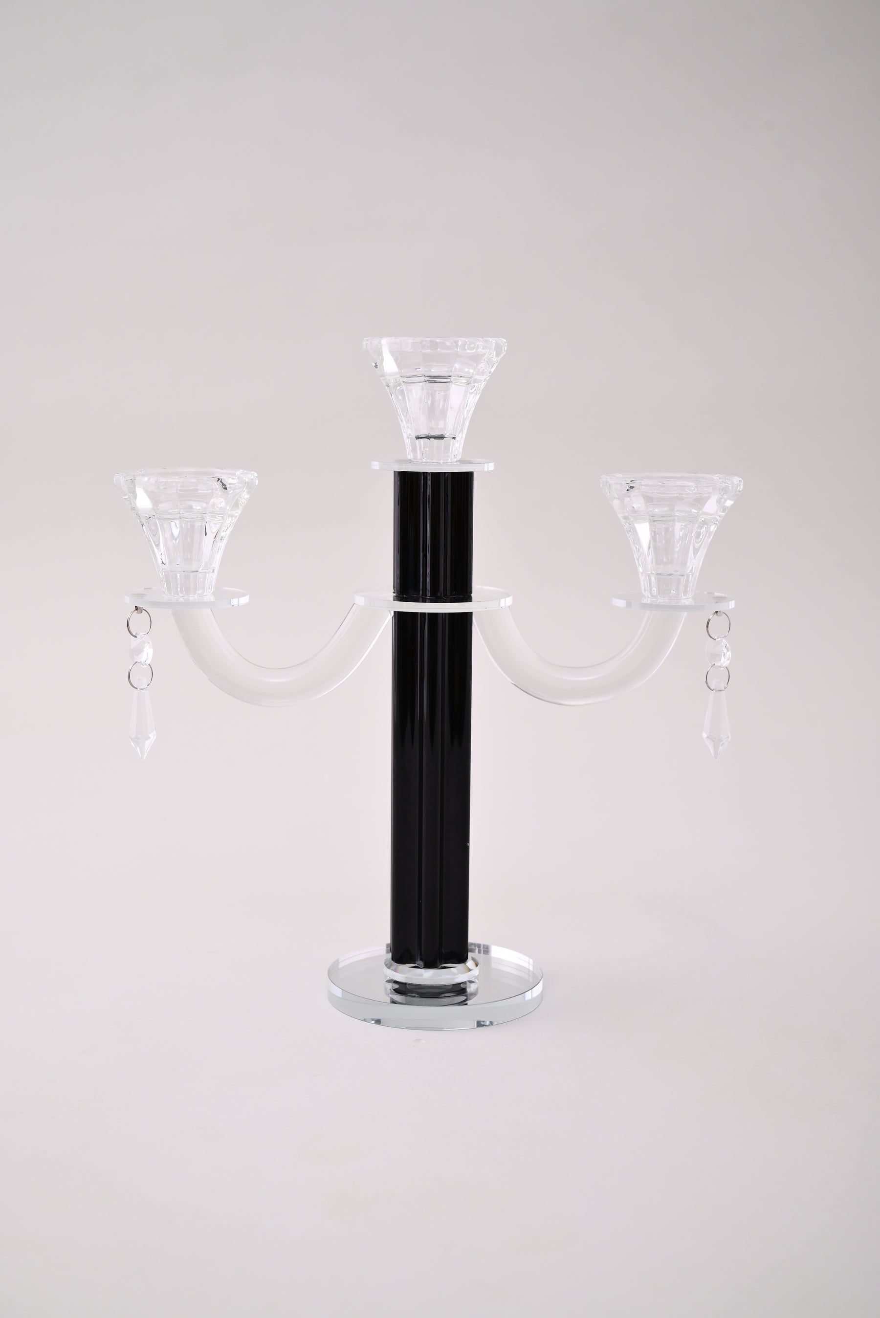 Black Radiant 3-Arms Crystal Candle Stand 