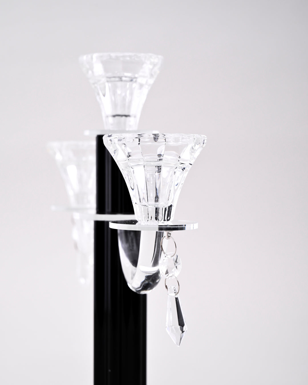 Black Radiant 3-Arms Crystal Candle Stand 