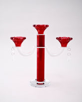 Red Radiant 3-Arms Crystal Candle Stand 