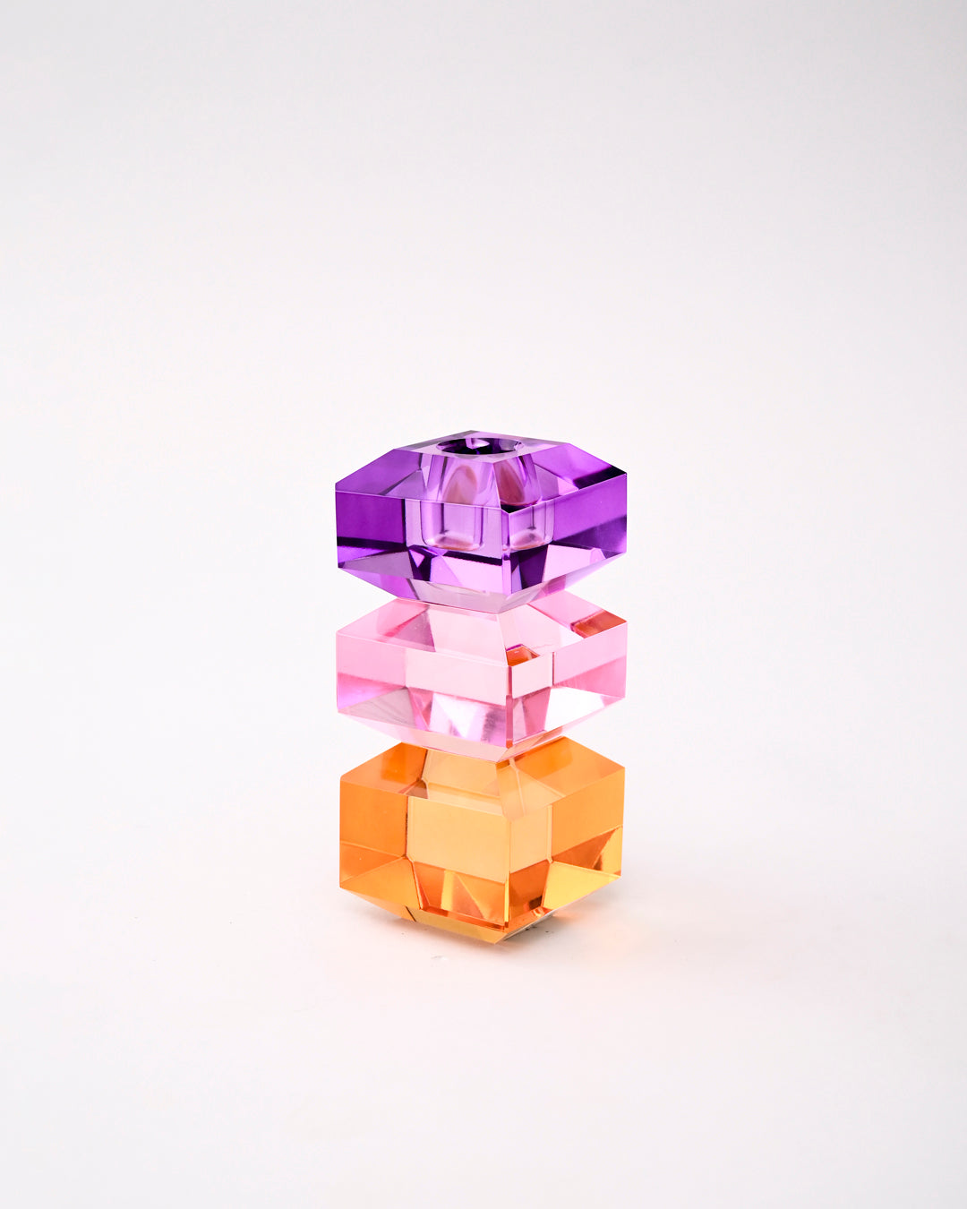 Tricolor Prism Crystal Candle Stand 