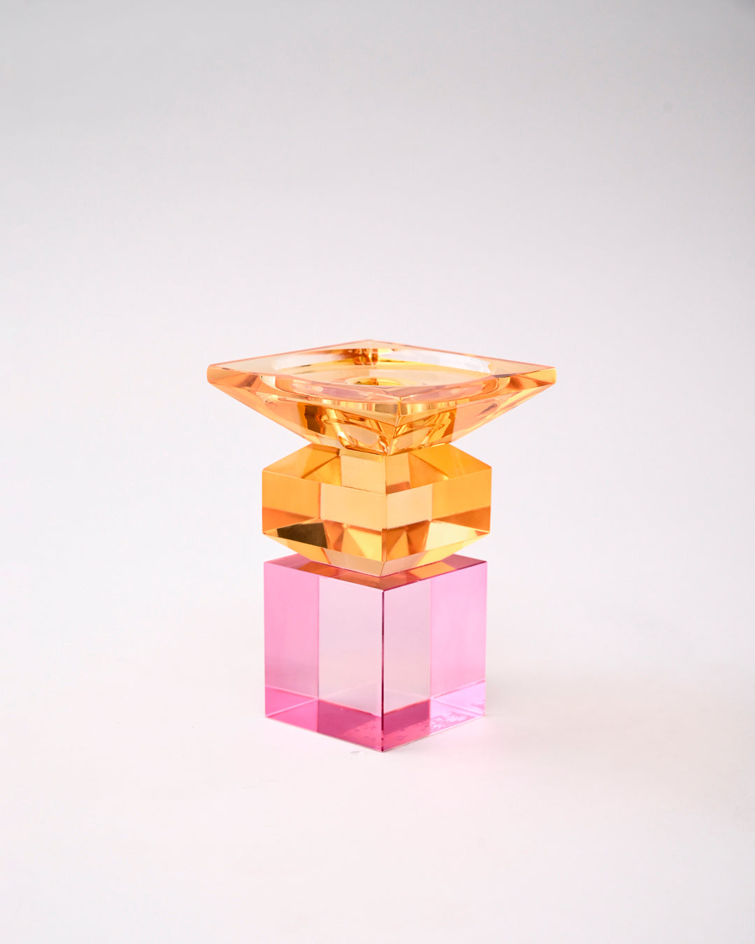 Amethyst Cube Crystal Candle Holder 