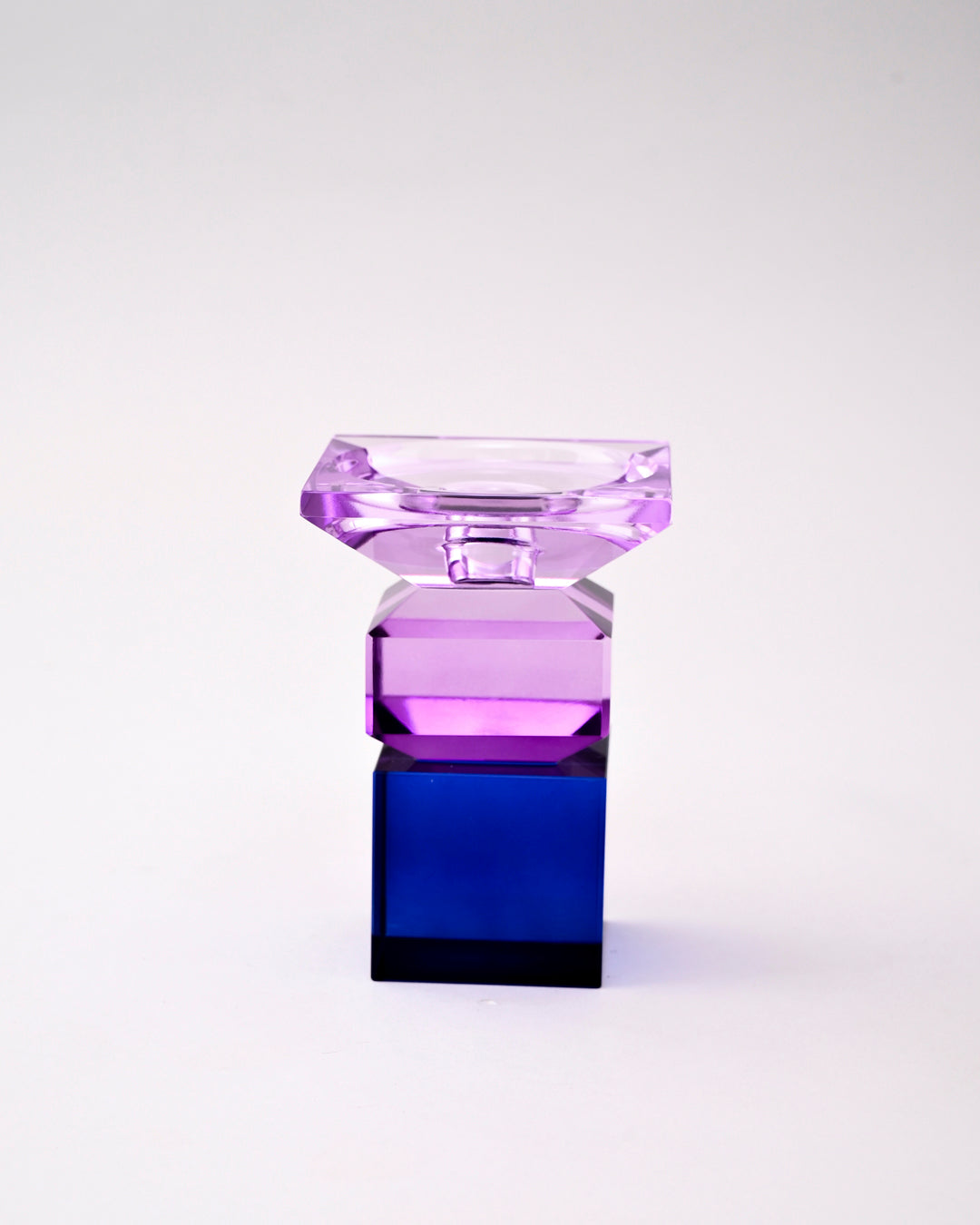 Amethyst Cube Crystal Candle Holder 
