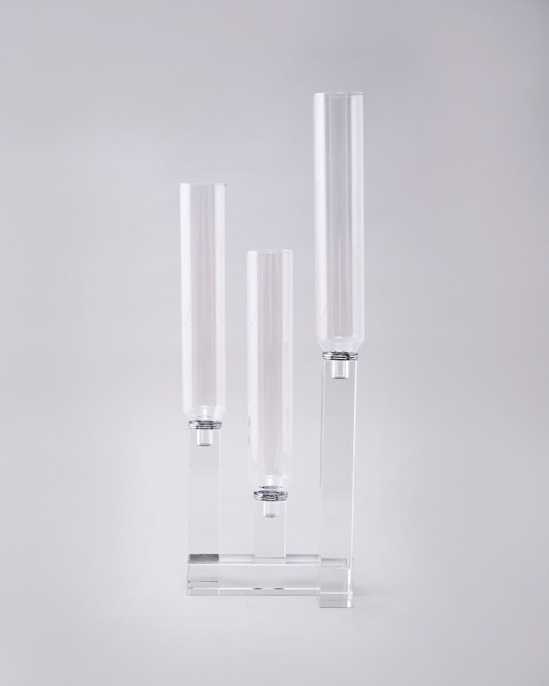 3-Arm Crystal Clarity Modern Candle Stand 