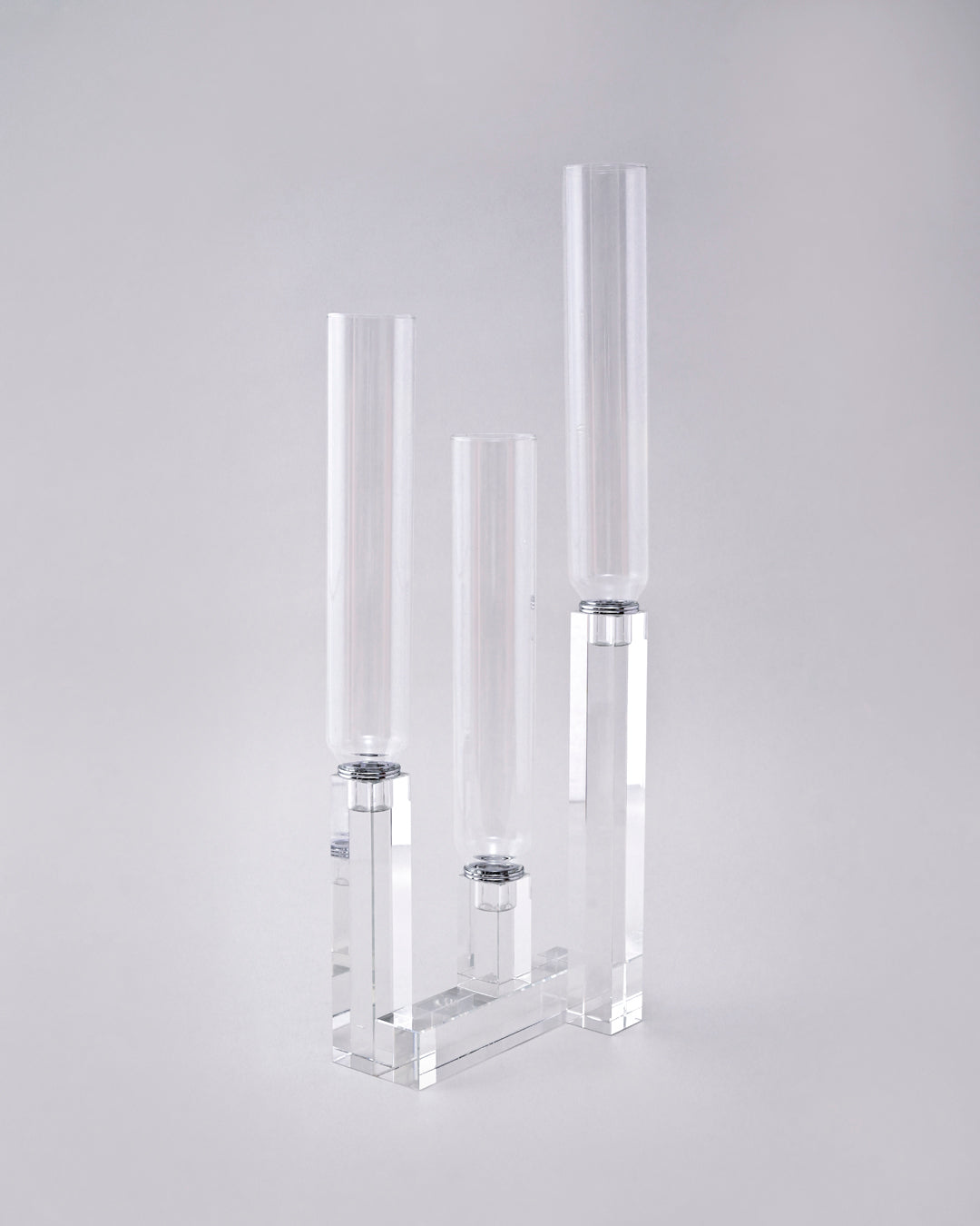 3-Arm Crystal Clarity Modern Candle Stand 