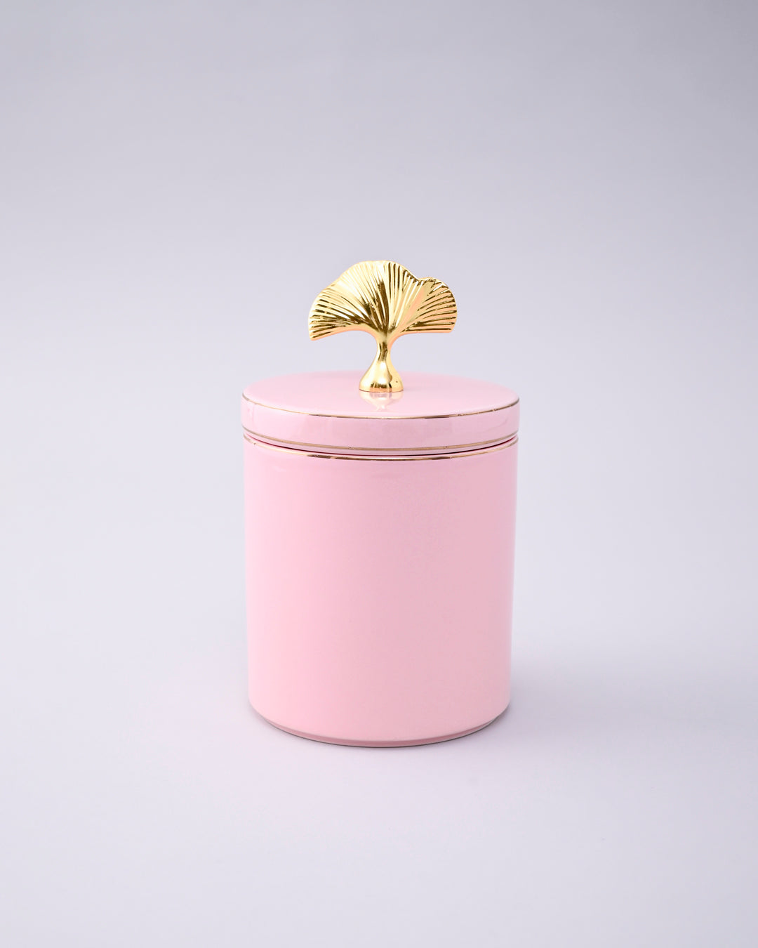 Blush Elegance Storage Jar With Ginkgo Lid 