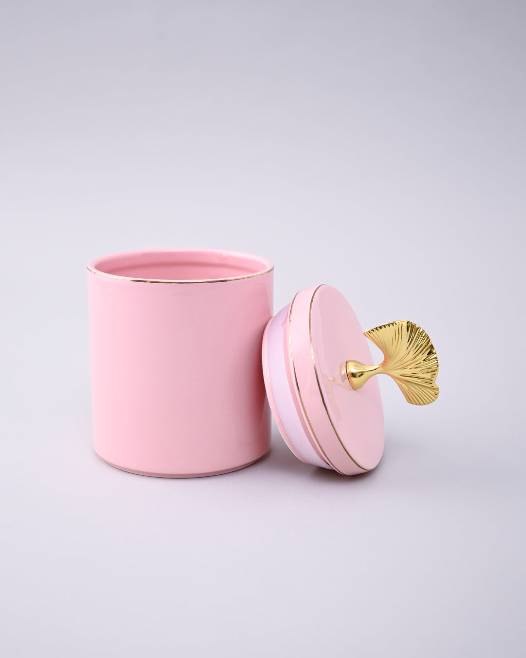 Blush Elegance Storage Jar With Ginkgo Lid 