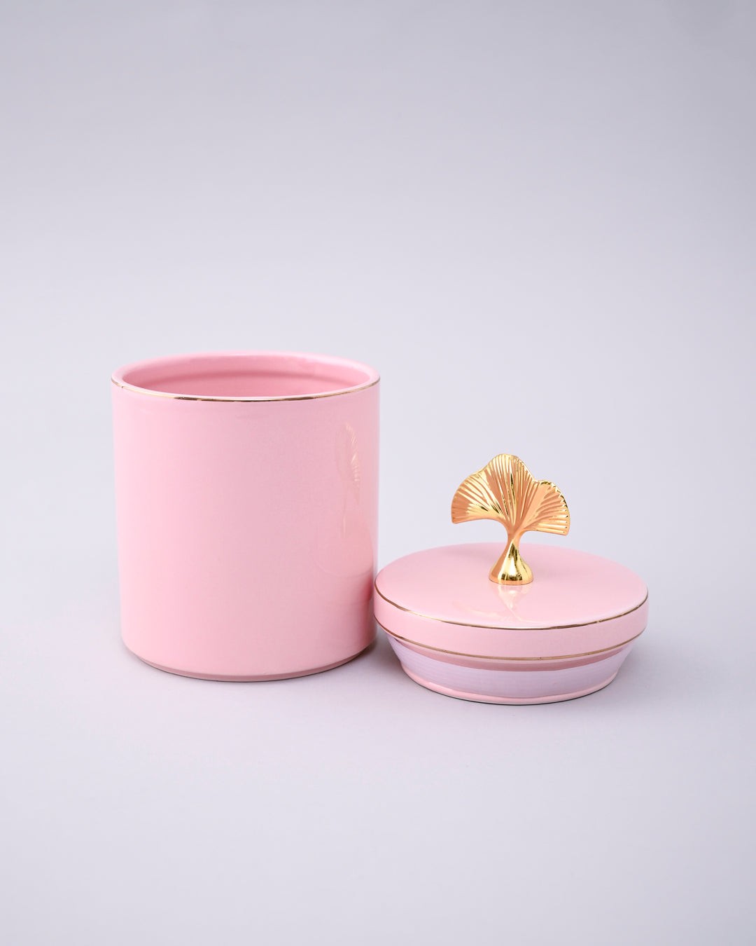 Blush Elegance Storage Jar With Ginkgo Lid 