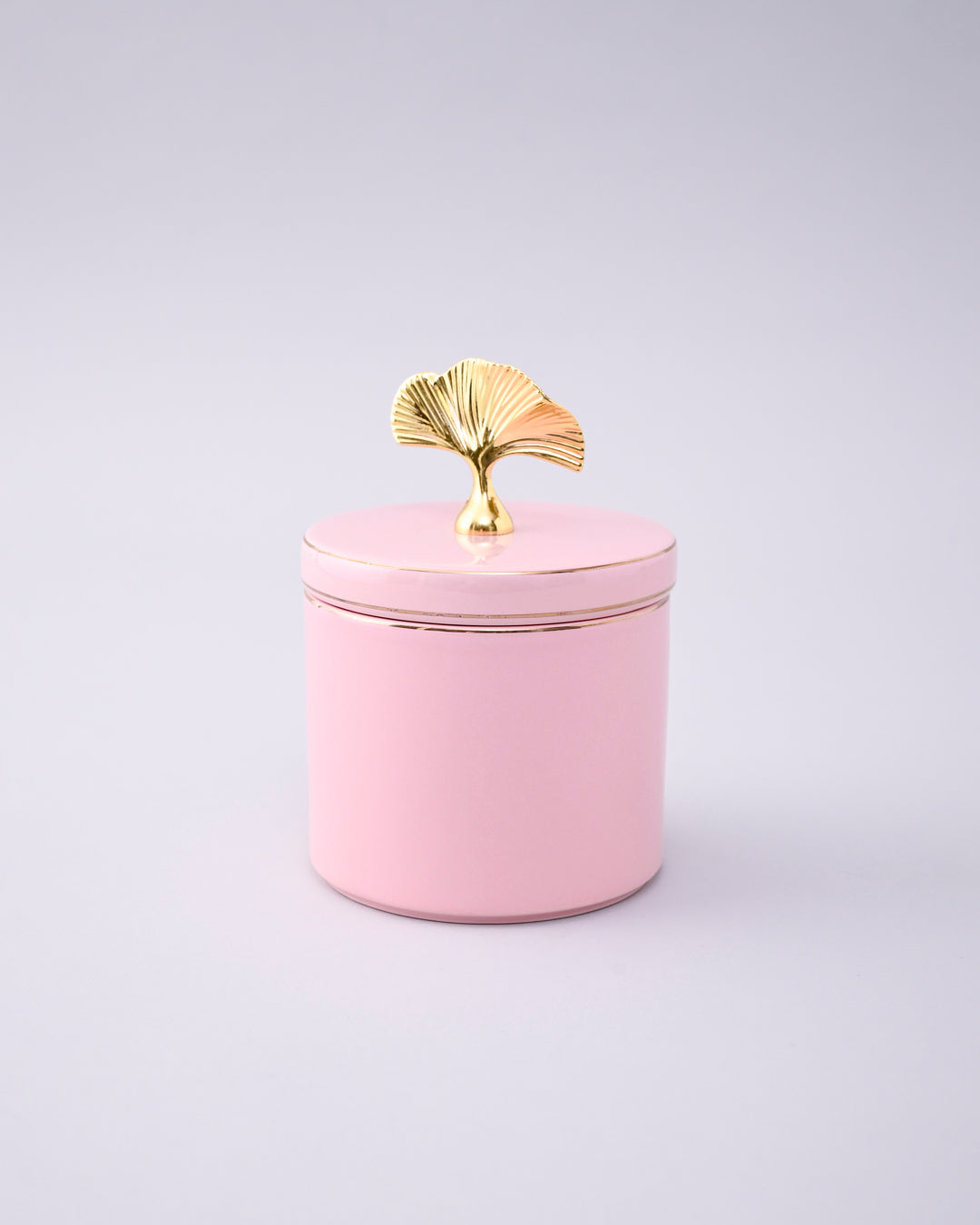 Blush Elegance Storage Jar With Ginkgo Lid 