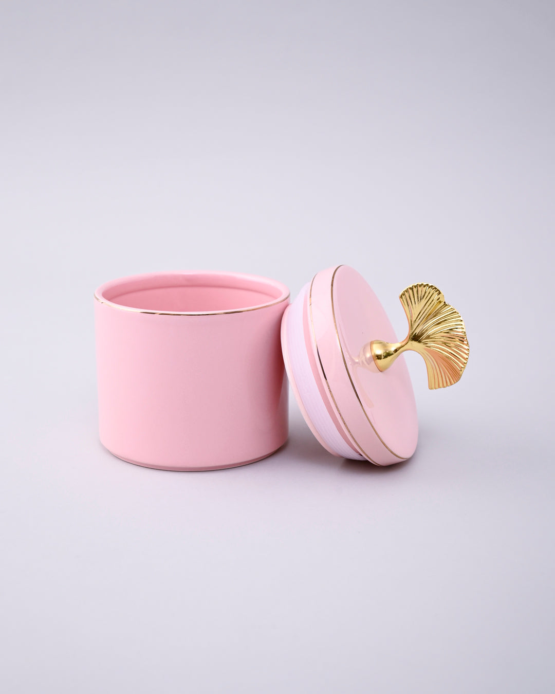 Blush Elegance Storage Jar With Ginkgo Lid 