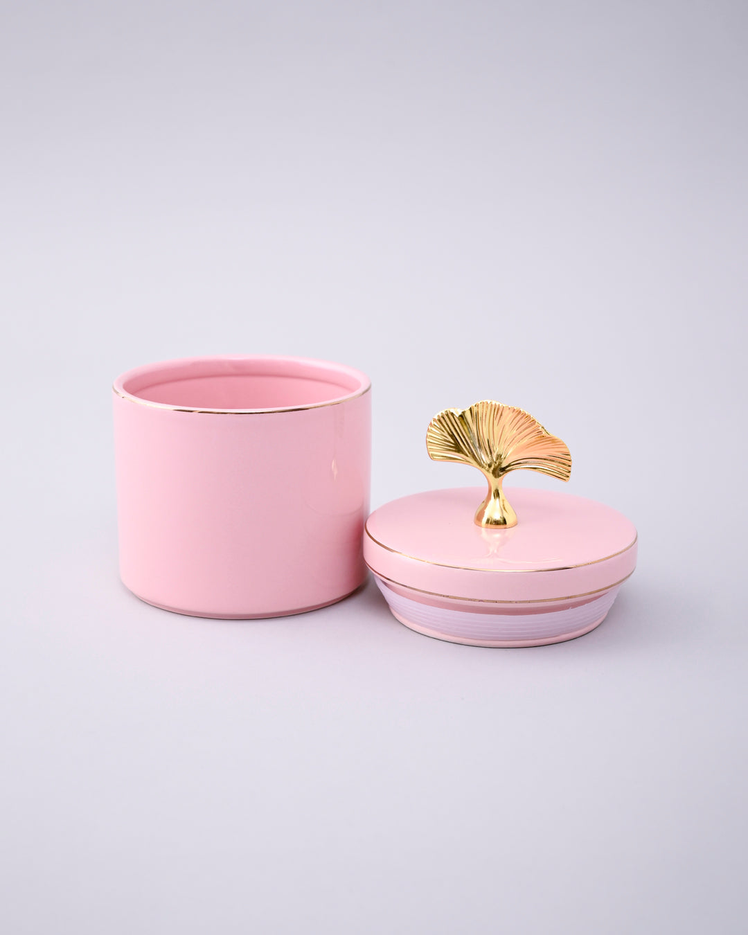 Blush Elegance Storage Jar With Ginkgo Lid 
