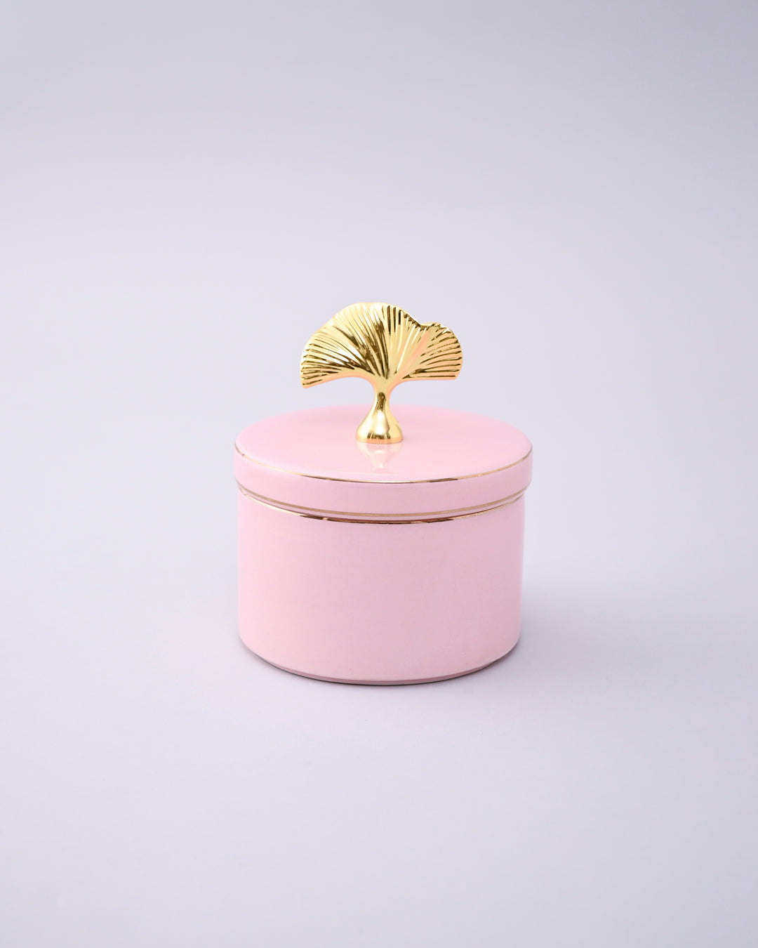 Blush Elegance Storage Jar With Ginkgo Lid 