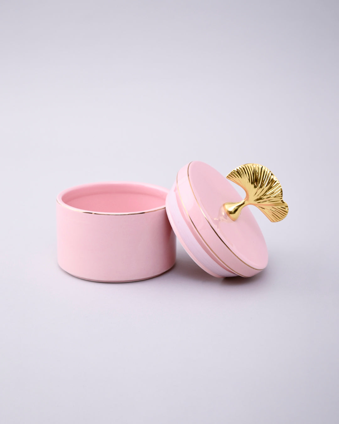 Blush Elegance Storage Jar With Ginkgo Lid 