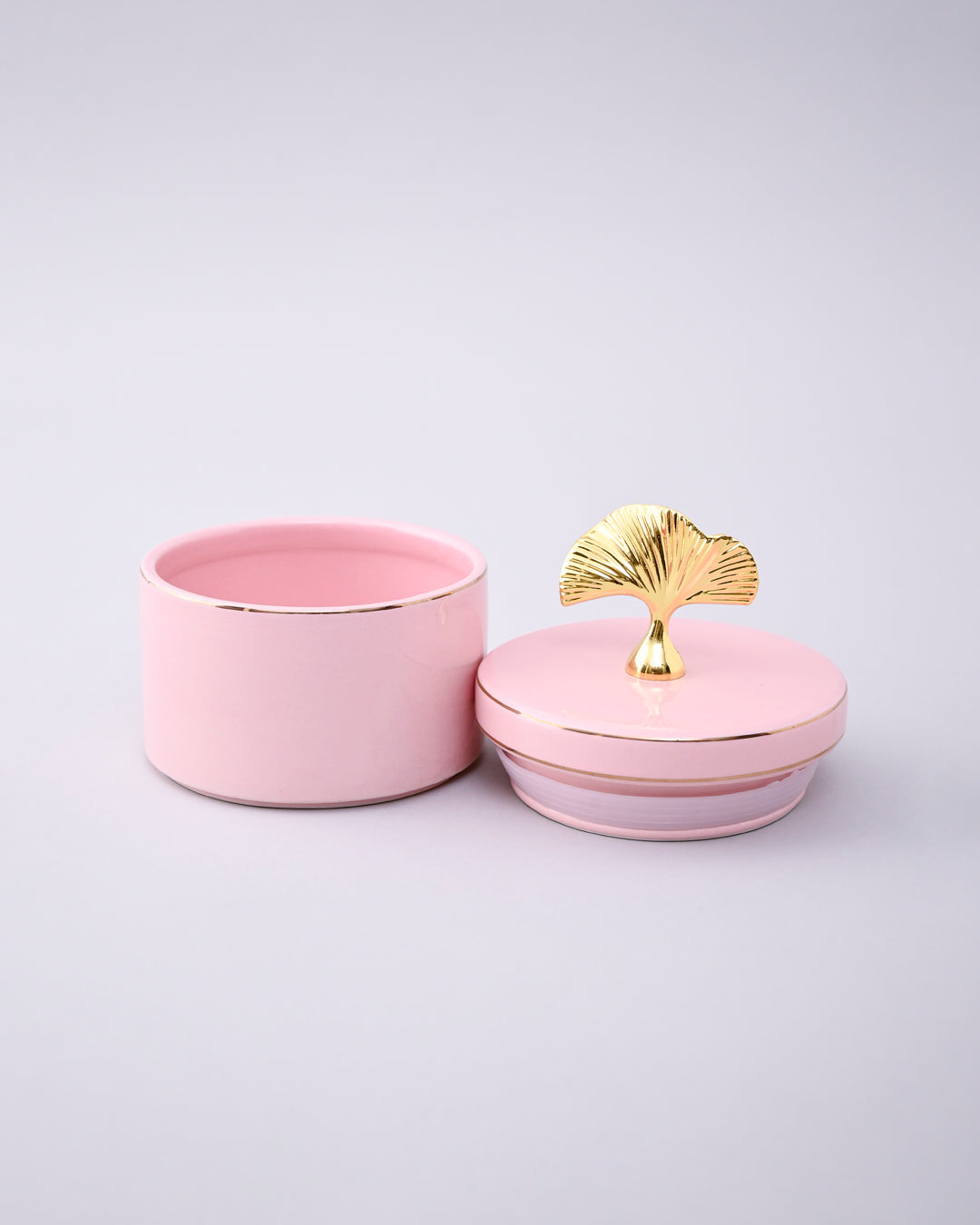 Blush Elegance Storage Jar With Ginkgo Lid 