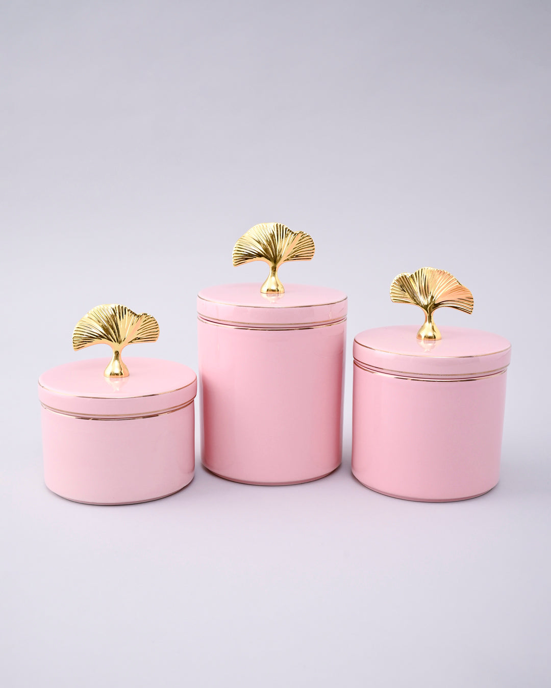 Blush Elegance Storage Jar With Ginkgo Lid 