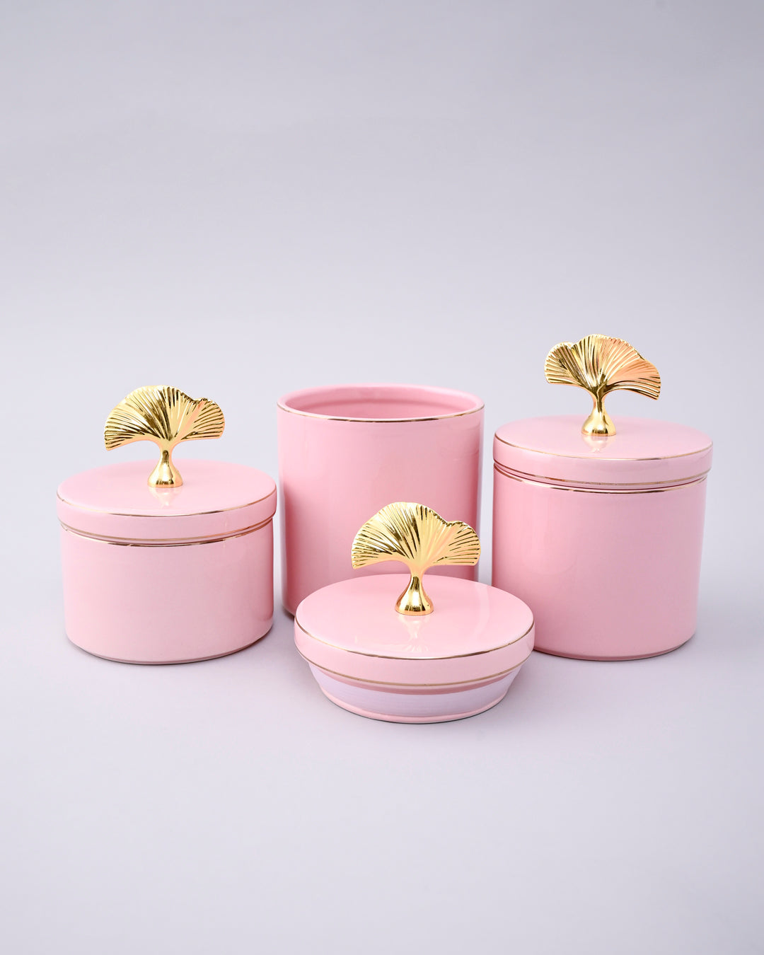 Blush Elegance Storage Jar With Ginkgo Lid 