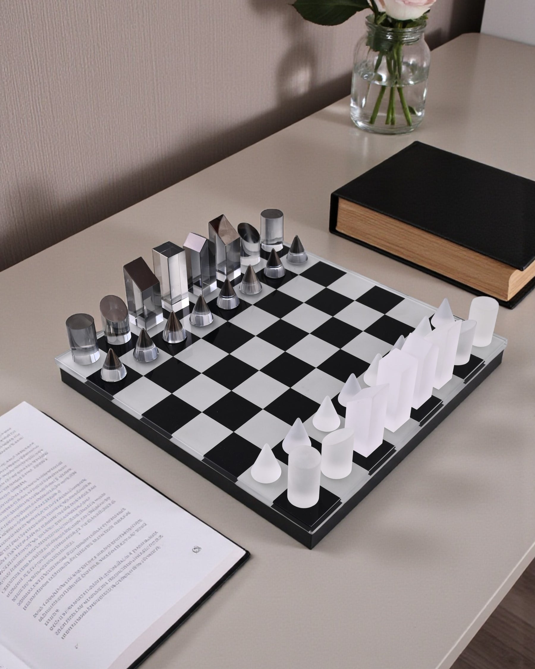 Modern Crystal Geometry Chess Set 