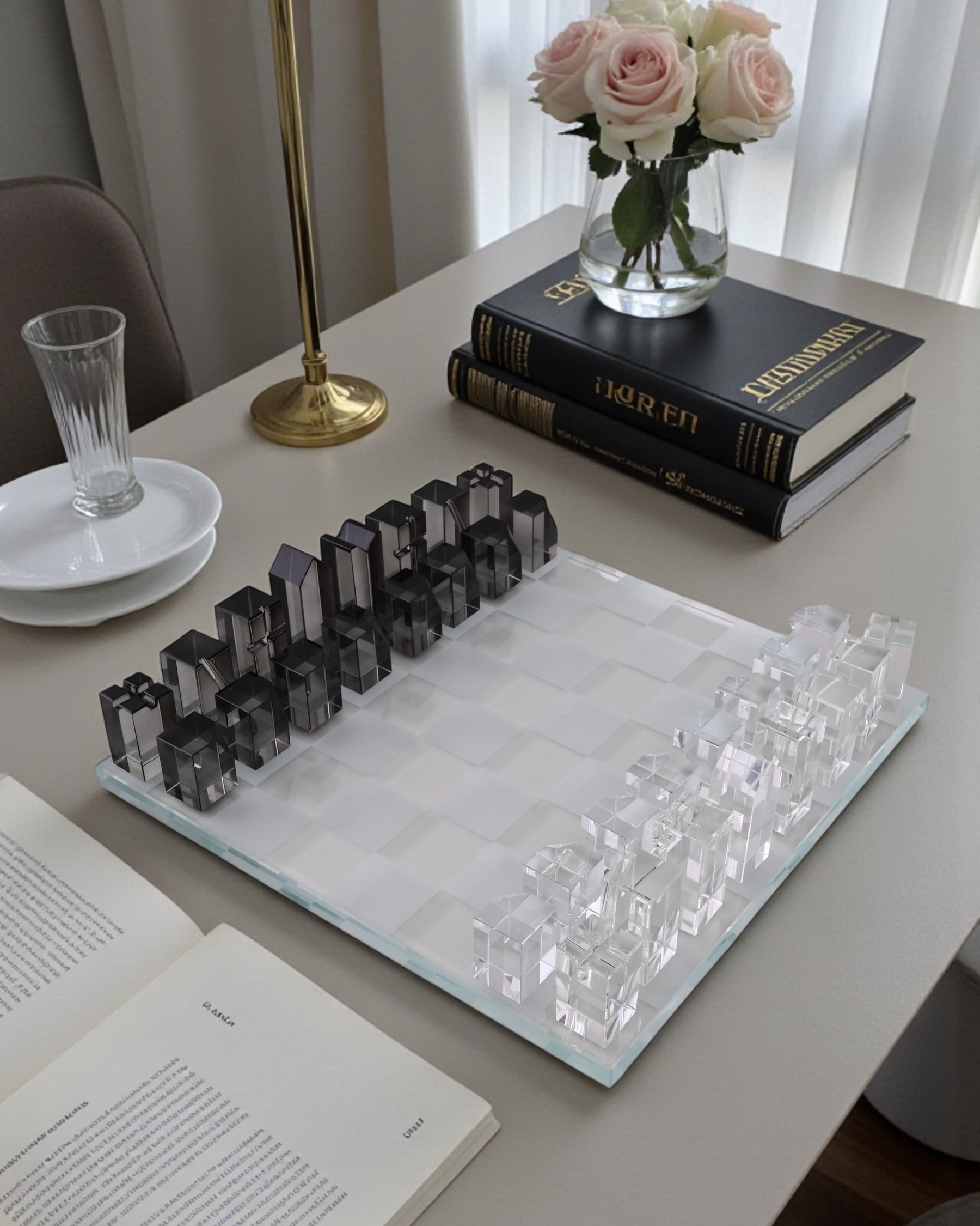 Modern Crystal Geometry Chess Set 