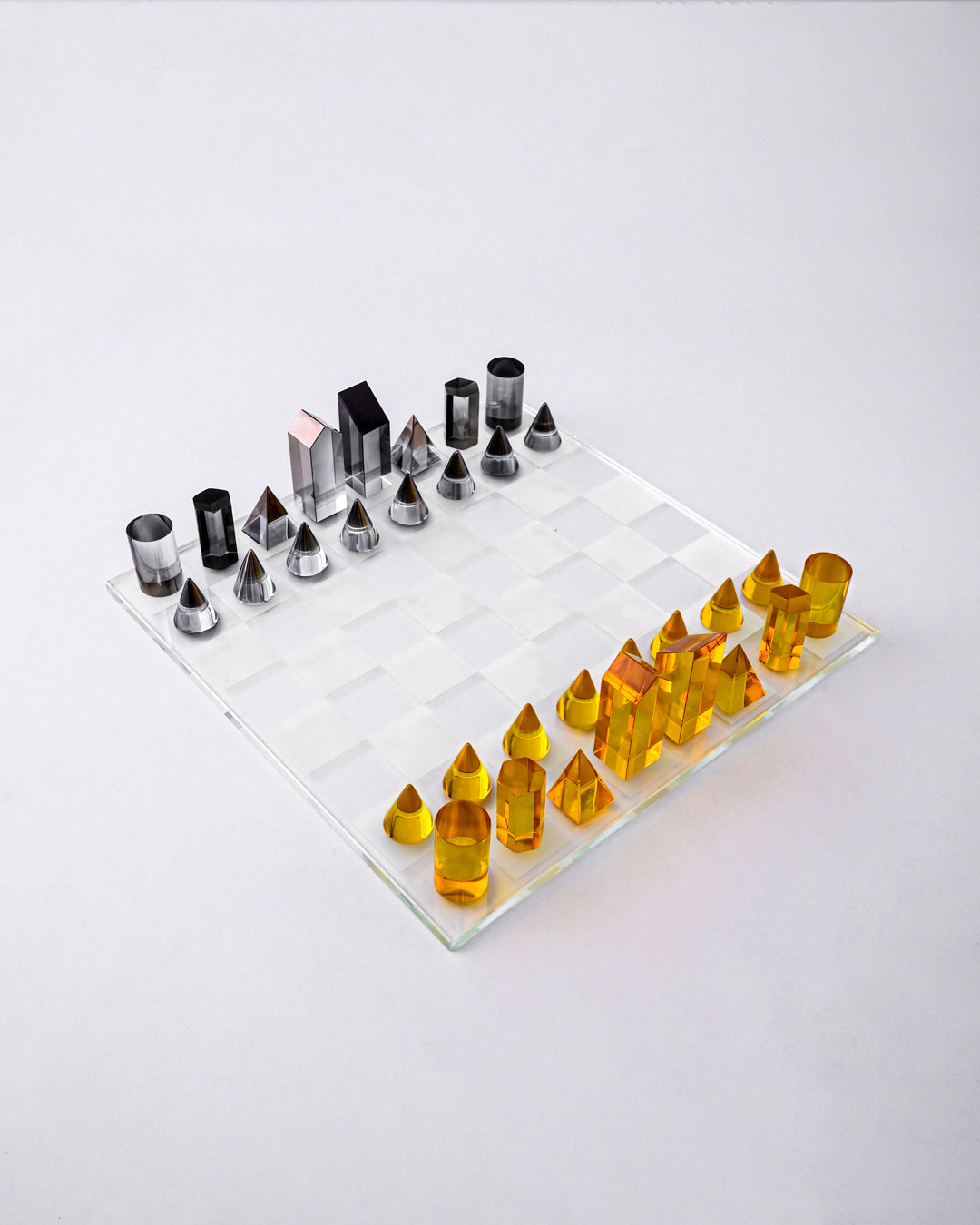 Modern Crystal Geometry Chess Set 