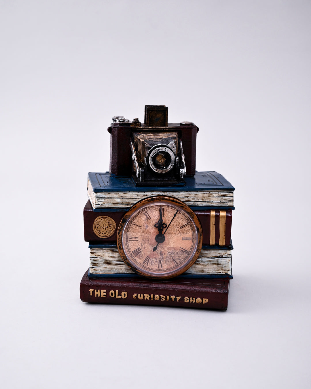 Vintage Book Stack Table Clock 