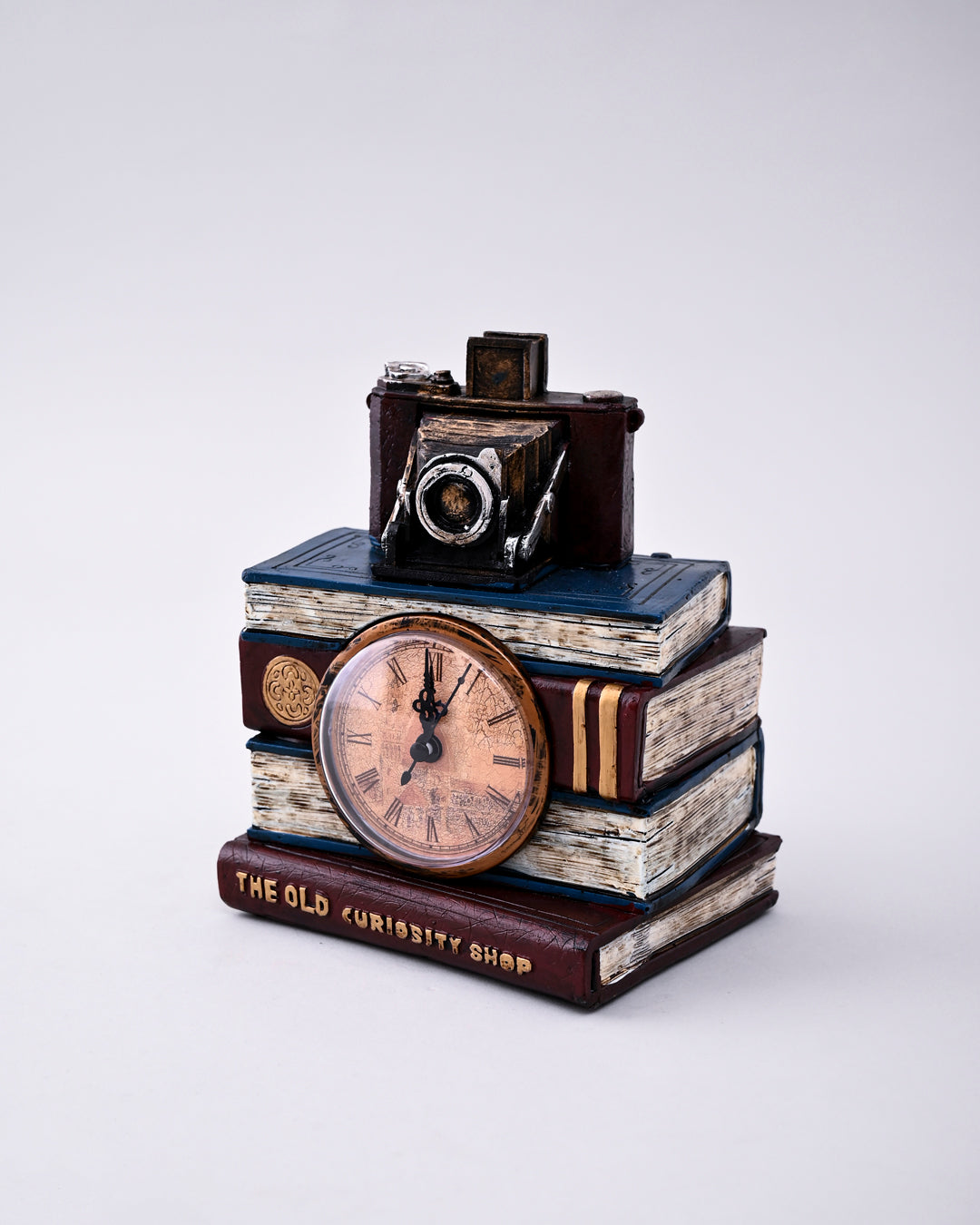 Vintage Book Stack Table Clock 