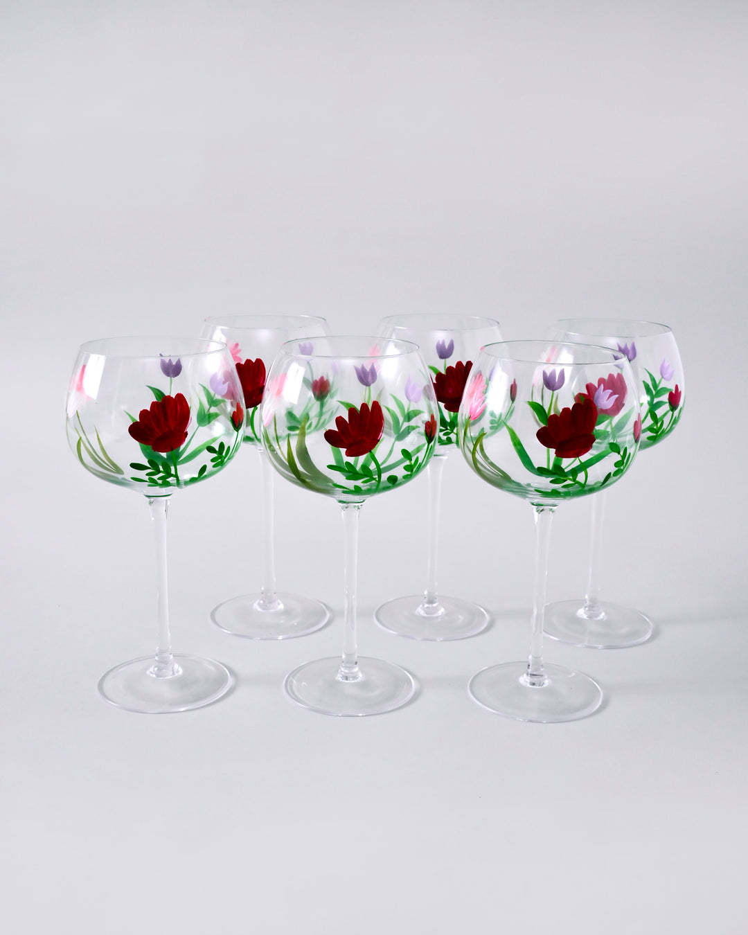 Red Blossom Wine Glass - Set Of 6 