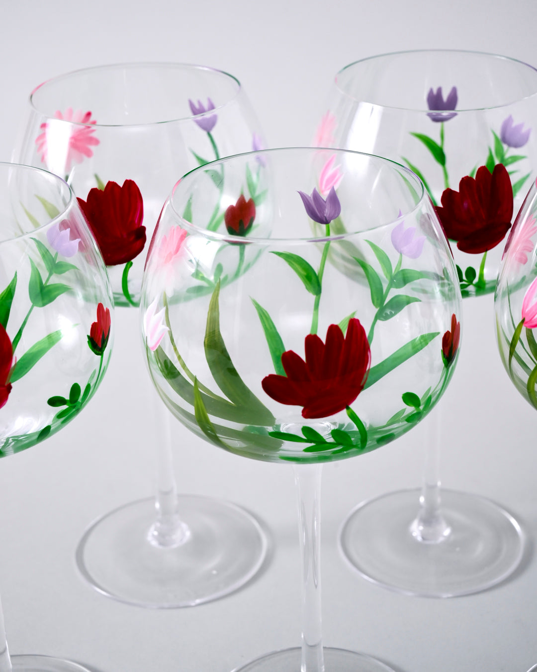 Red Blossom Wine Glass - Set Of 6 