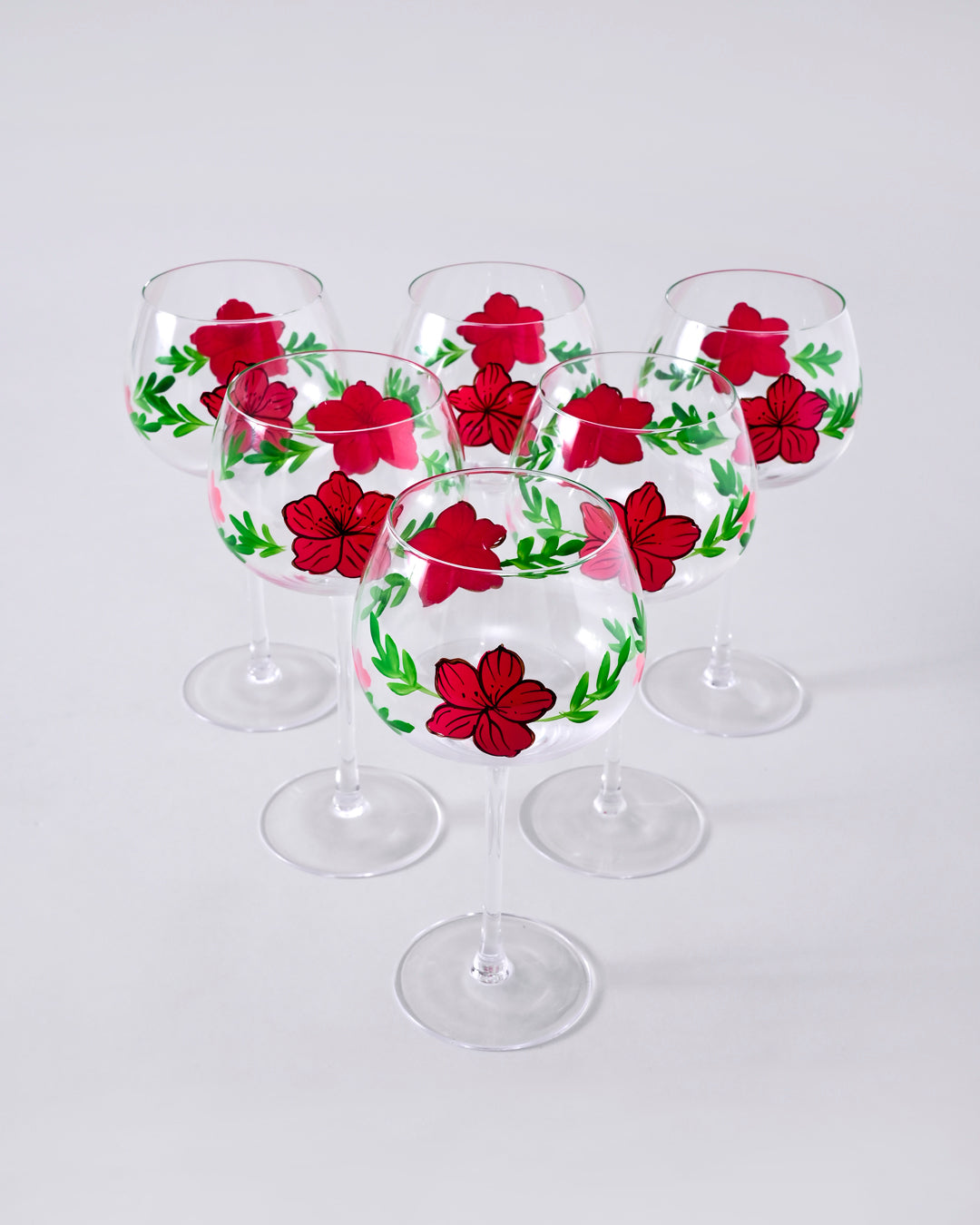 Red Blossom Wine Glass - Set Of 6 