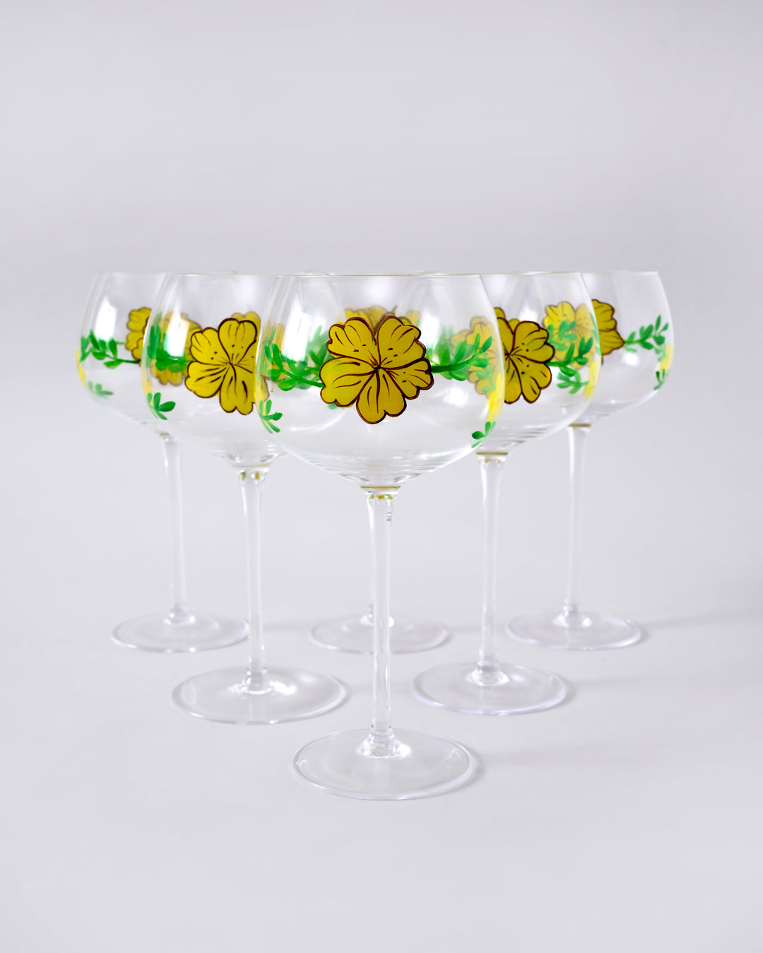 Yellow Blossom Wine Glass - Set Of 6 
