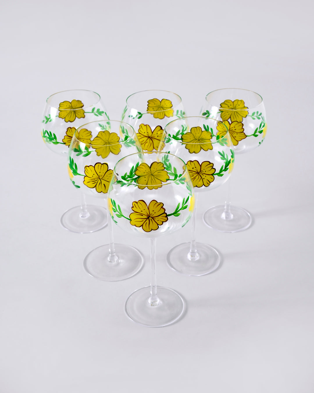 Yellow Blossom Wine Glass - Set Of 6 
