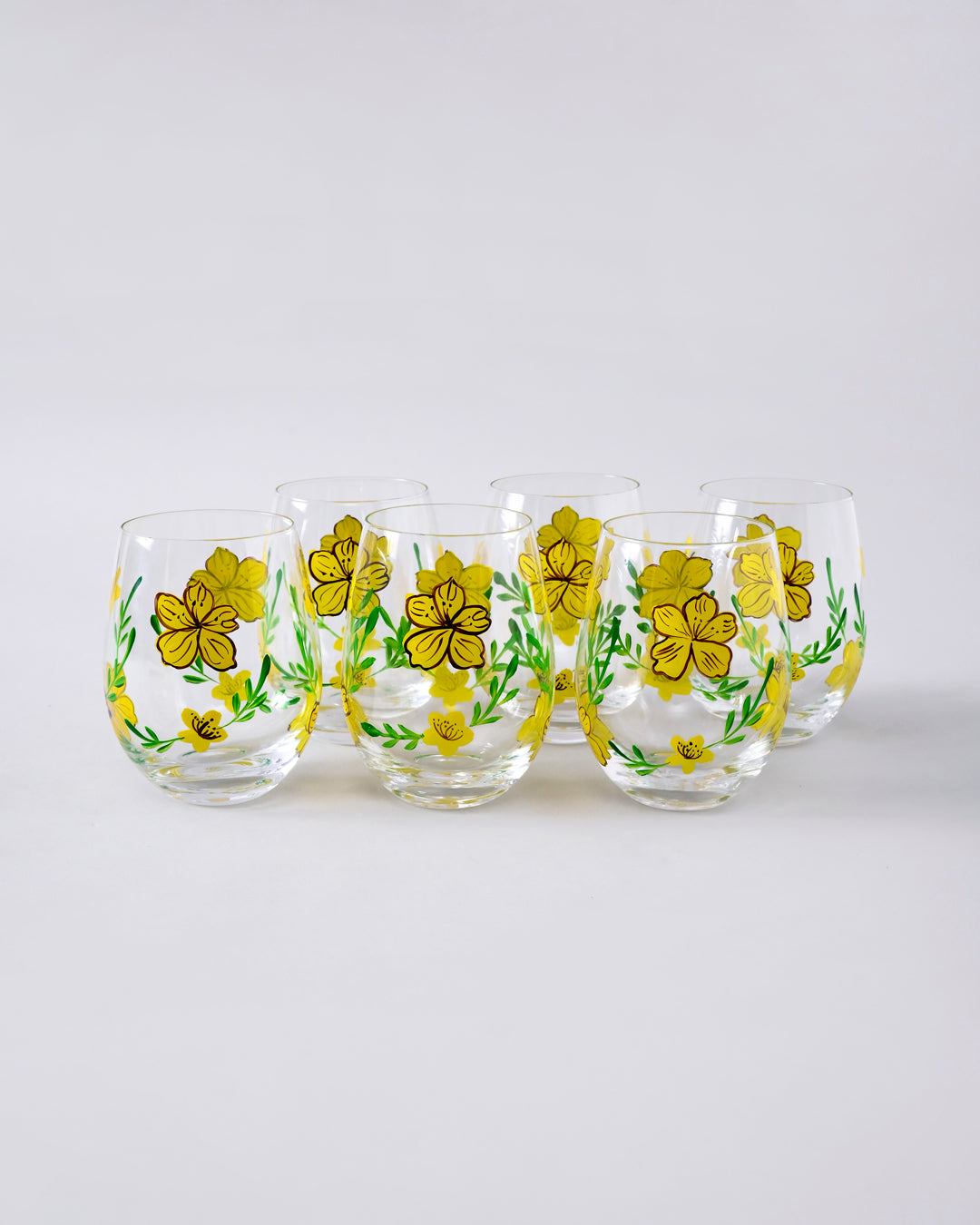 Sunny Bloom Drinking Glass - Set Of 6 