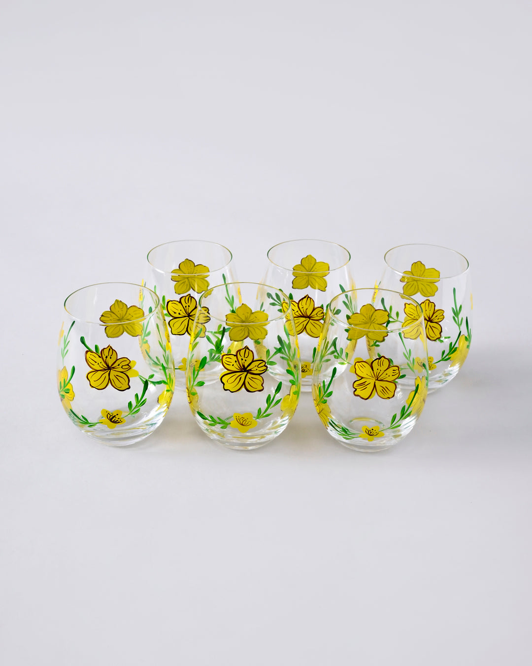 Sunny Bloom Drinking Glass - Set Of 6 