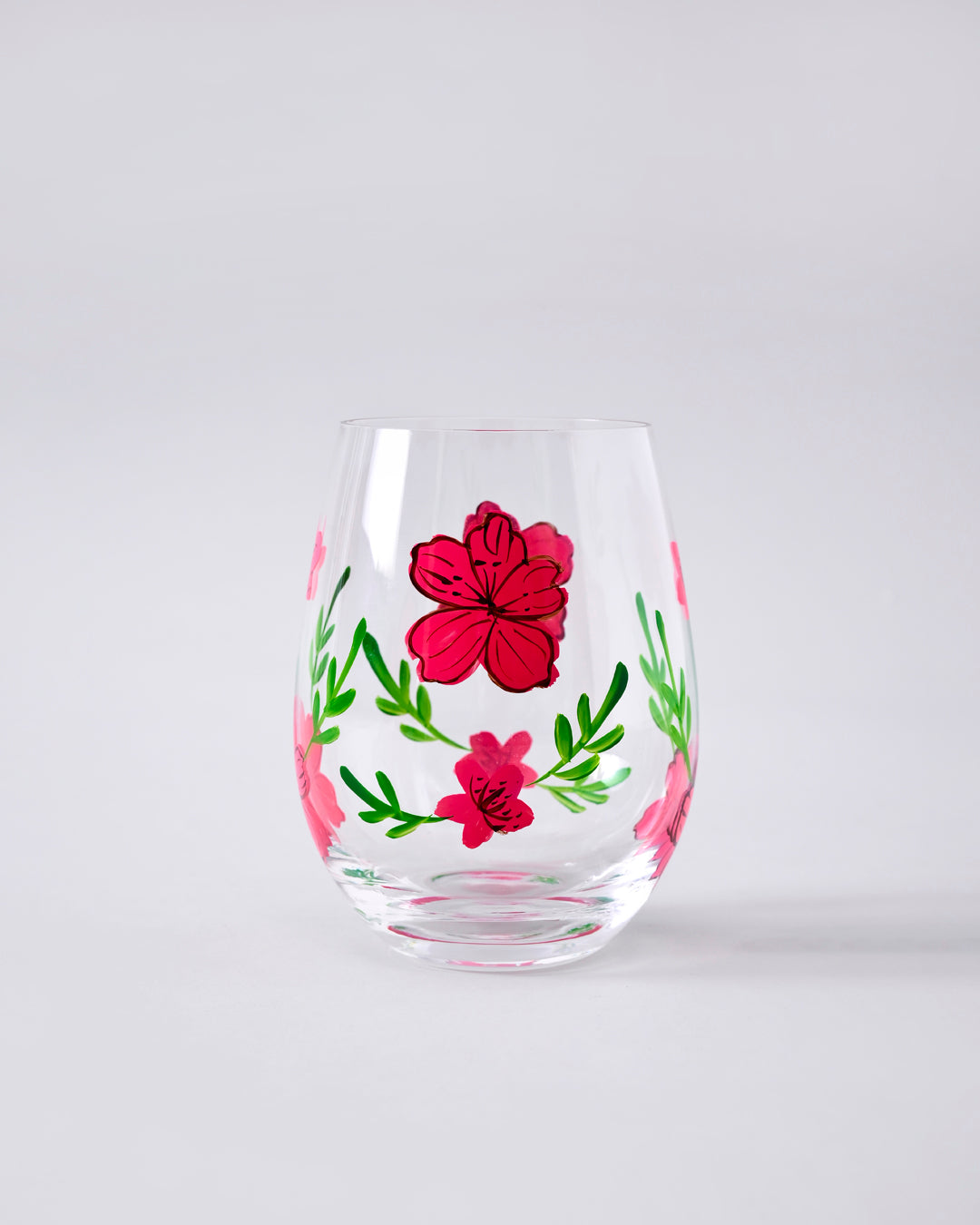 Crimson Bloom Drinking Glass - Set Of 6 