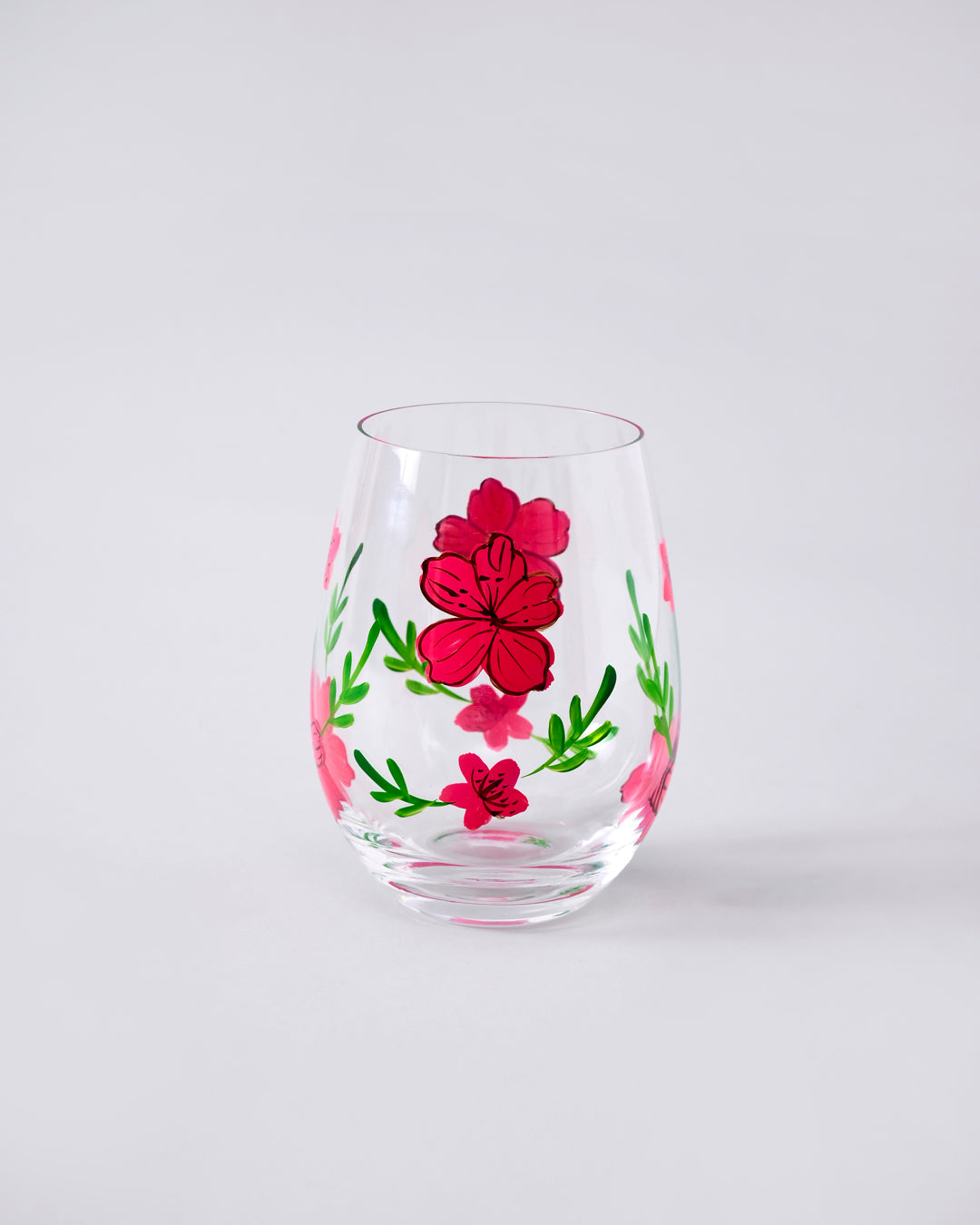 Crimson Bloom Drinking Glass - Set Of 6 